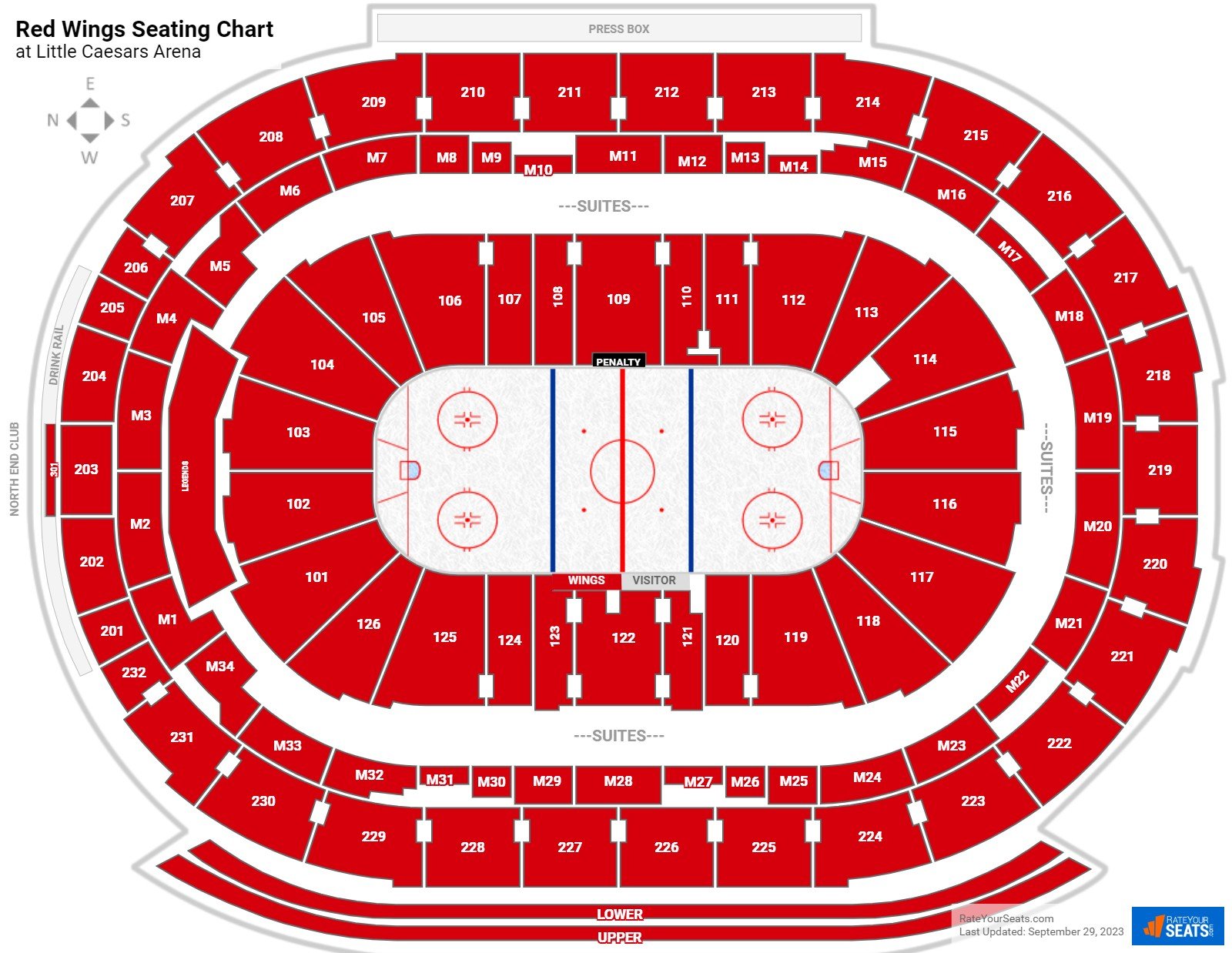Detroit Red Wings Seating Chart at Little Caesars Arena