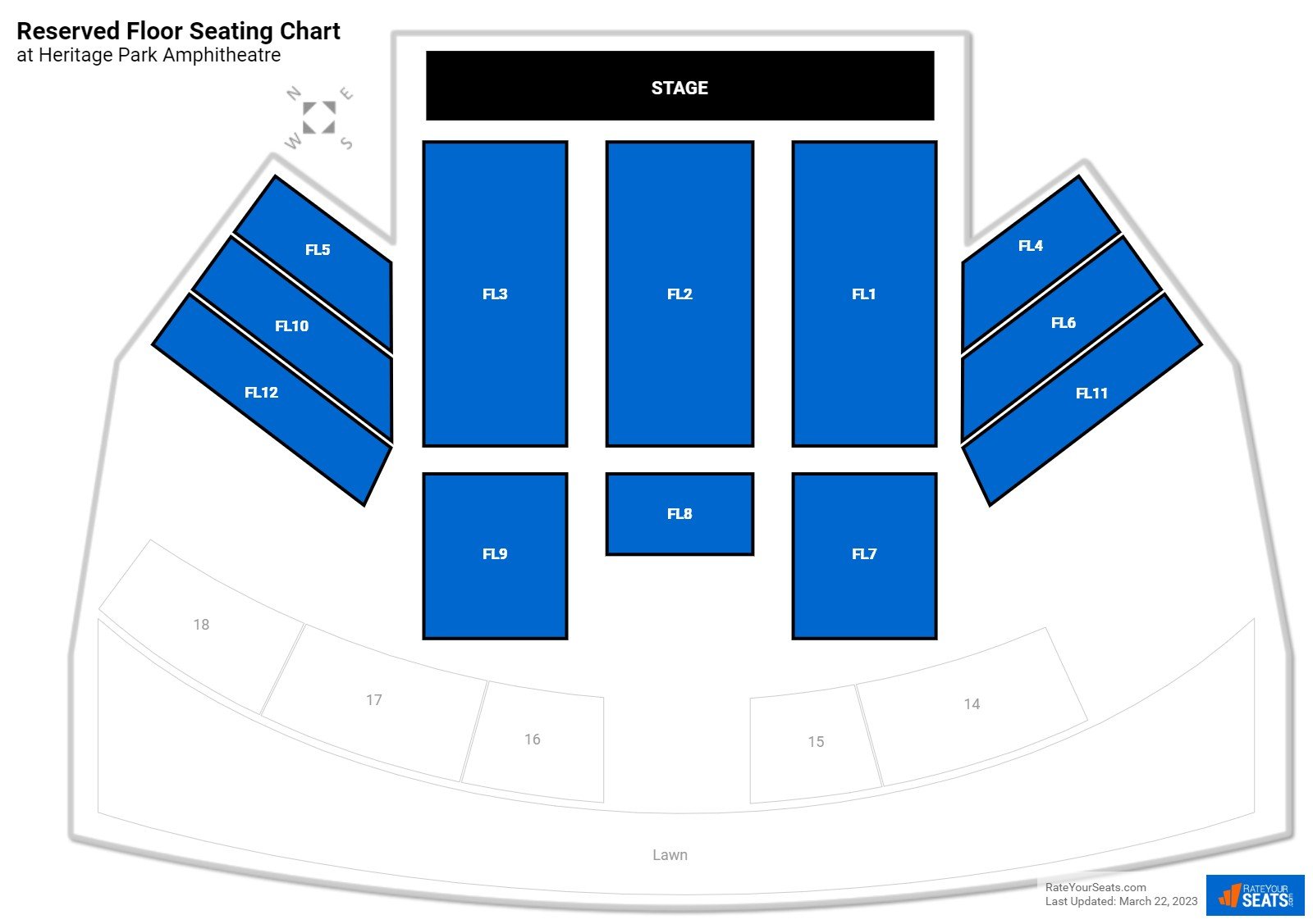 Concert Reserved Floor Seating Chart at Heritage Park Amphitheatre