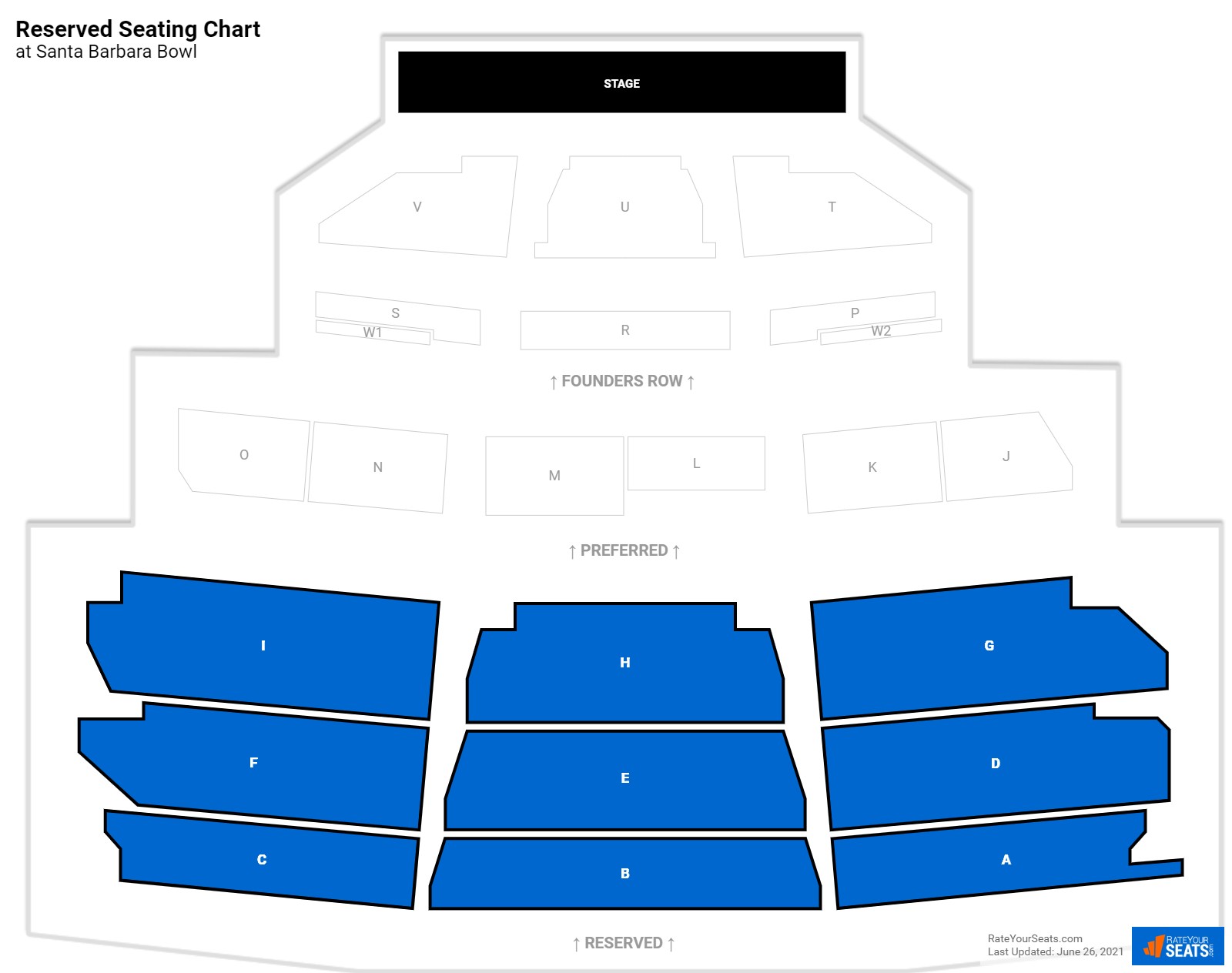 Concert Reserved Seating Chart at Santa Barbara Bowl