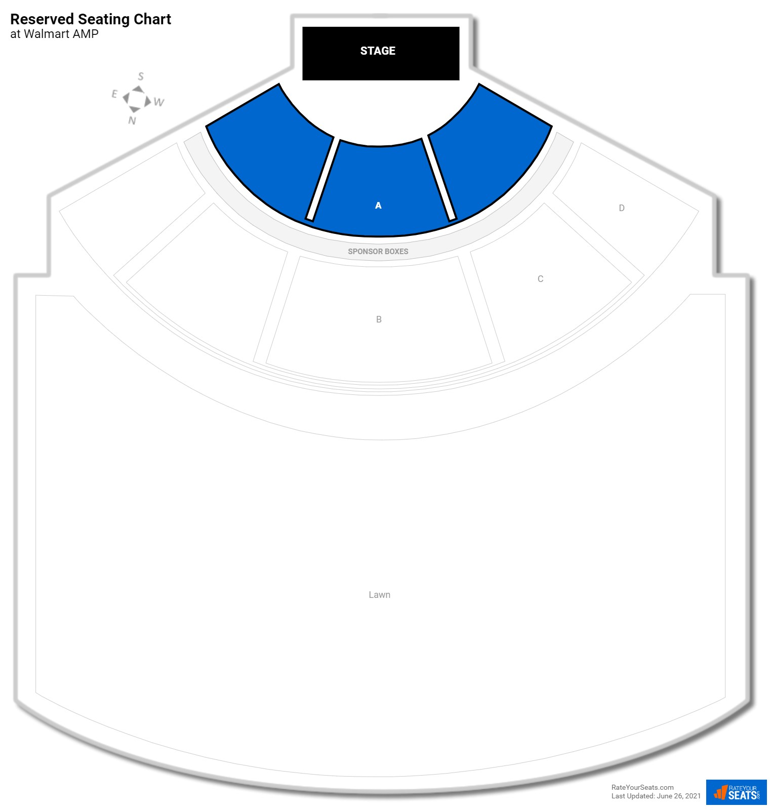 click to enlarge Concert Reserved Seating Chart at Walmart AMP