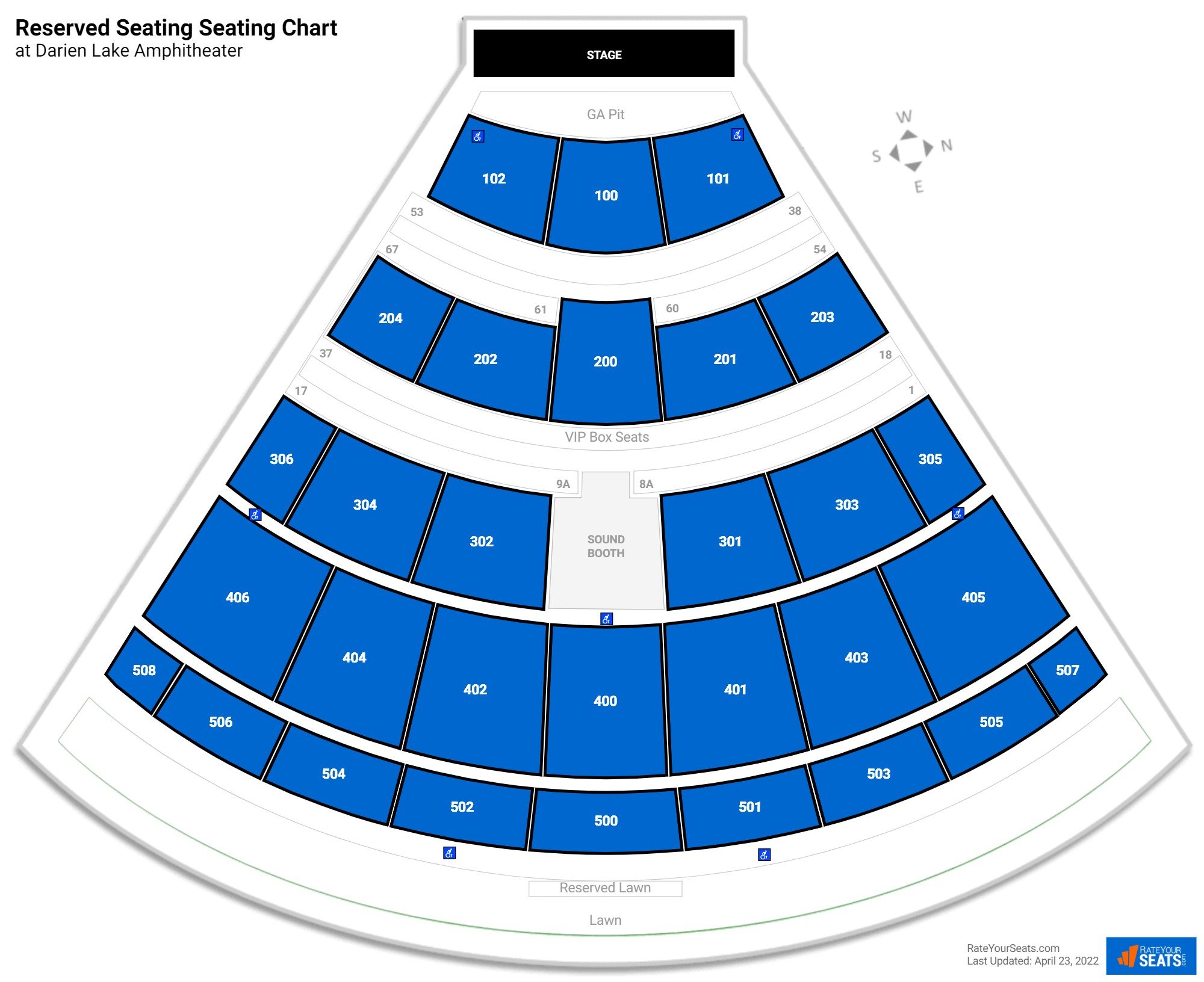 Concert Reserved Seating Seating Chart at Darien Lake Amphitheater