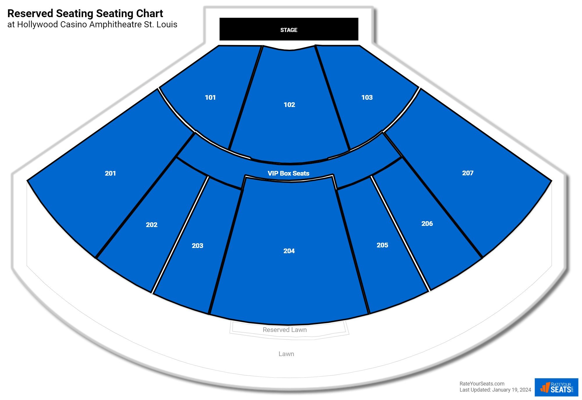 Concert Reserved Seating Seating Chart at Hollywood Casino Amphitheatre St. Louis