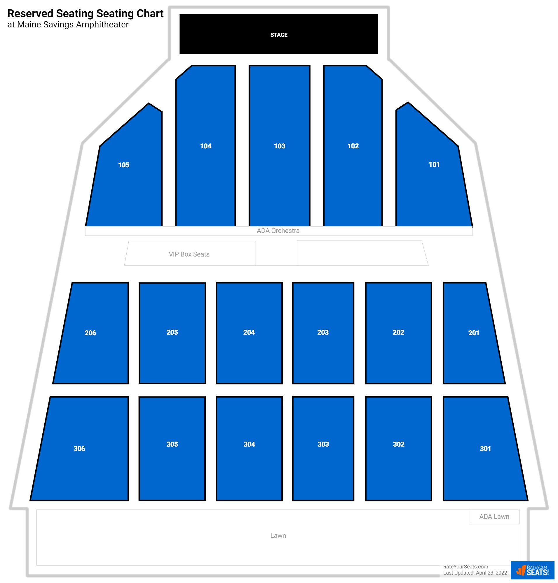 click to enlarge Concert Reserved Seating Seating Chart at Maine Savings Amphitheater