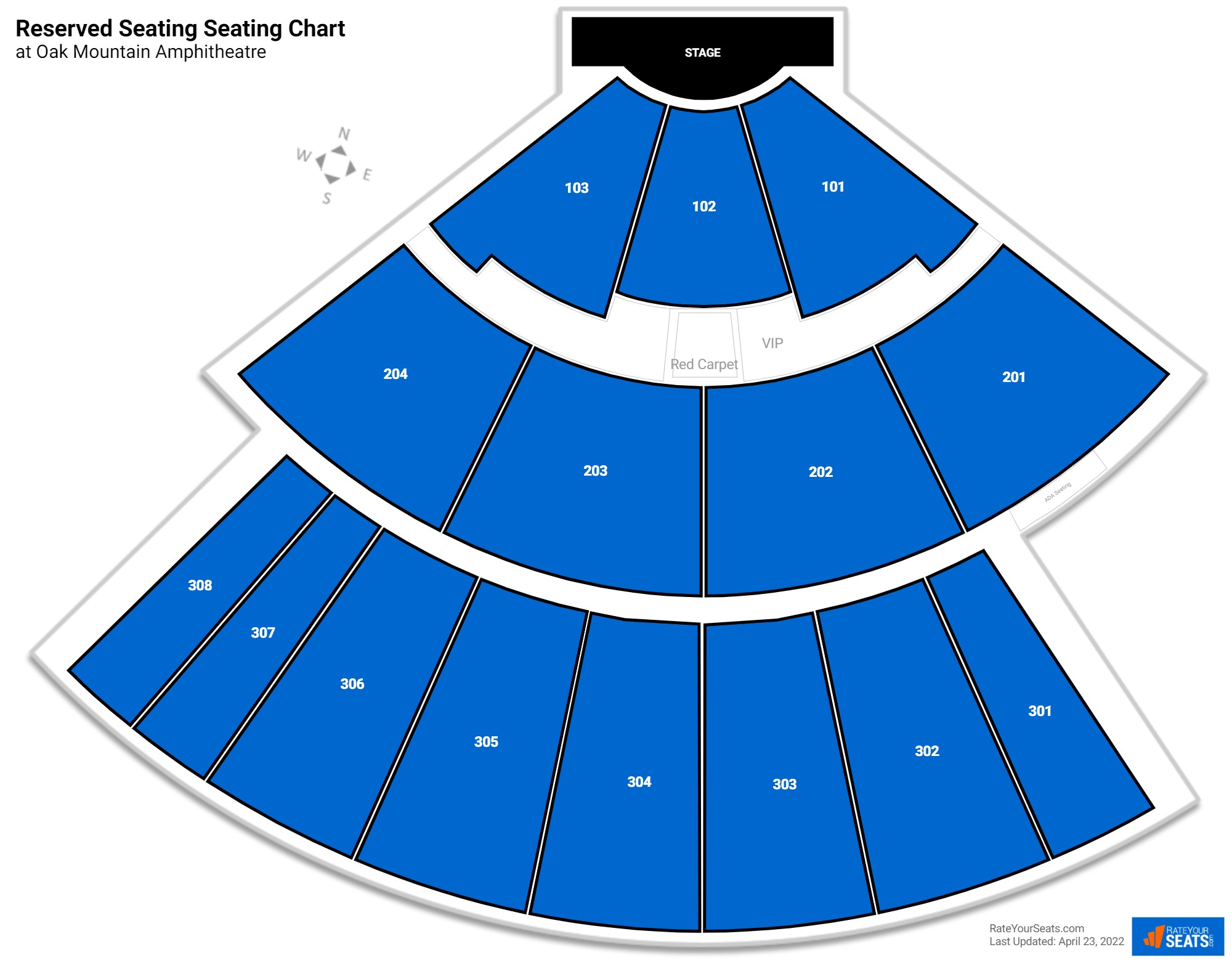 Concert Reserved Seating Seating Chart at Oak Mountain Amphitheatre