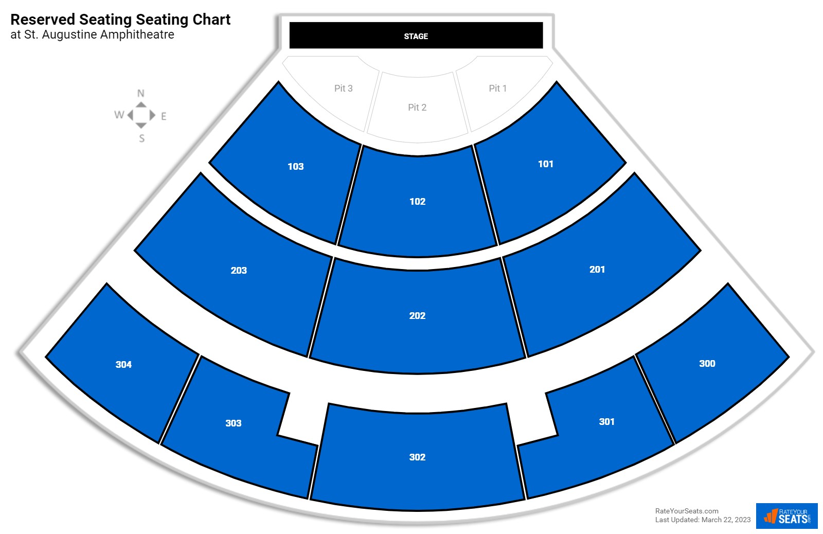 Concert Reserved Seating Seating Chart at St. Augustine Amphitheatre