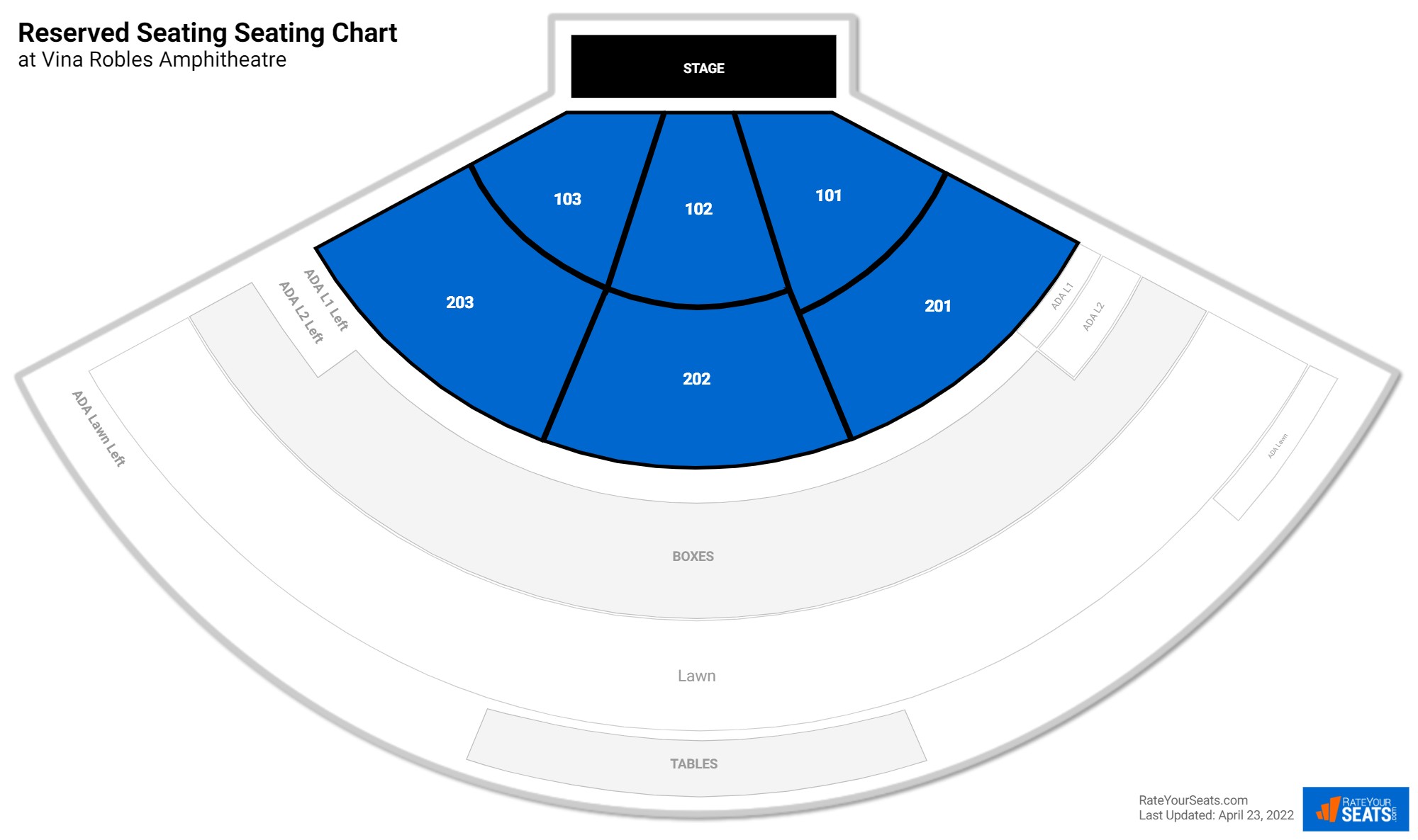 Concert Reserved Seating Seating Chart at Vina Robles Amphitheatre