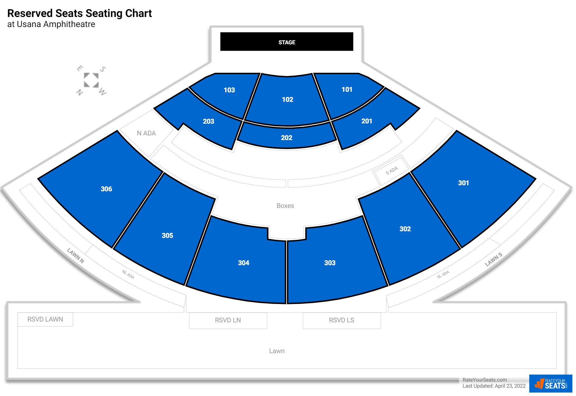 Concert Reserved Seats Seating Chart at Usana Amphitheatre
