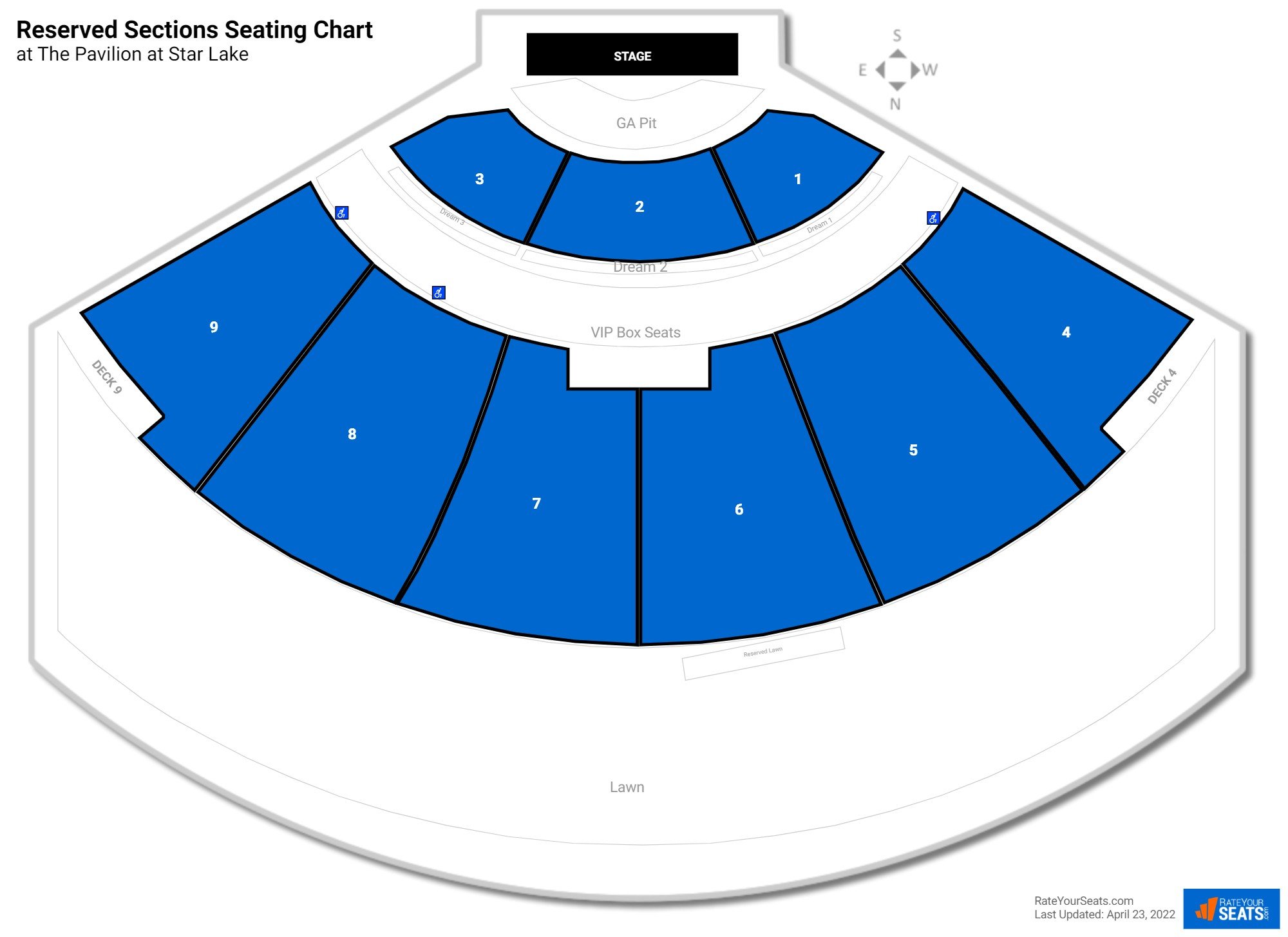 click to enlarge Concert Reserved Sections Seating Chart at The Pavilion at Star Lake