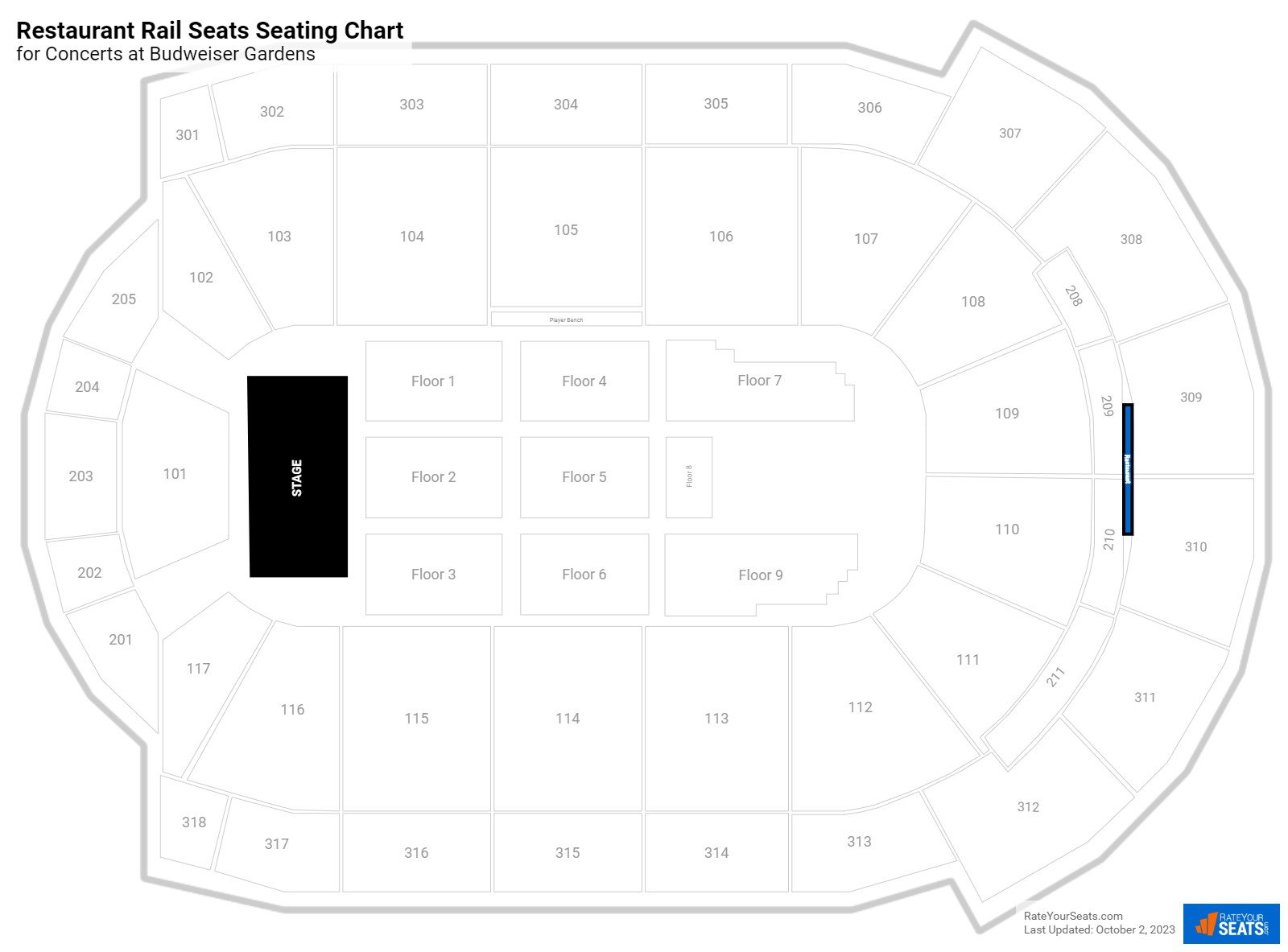 click to enlarge Concert Restaurant Rail Seats Seating Chart at Canada Life Place