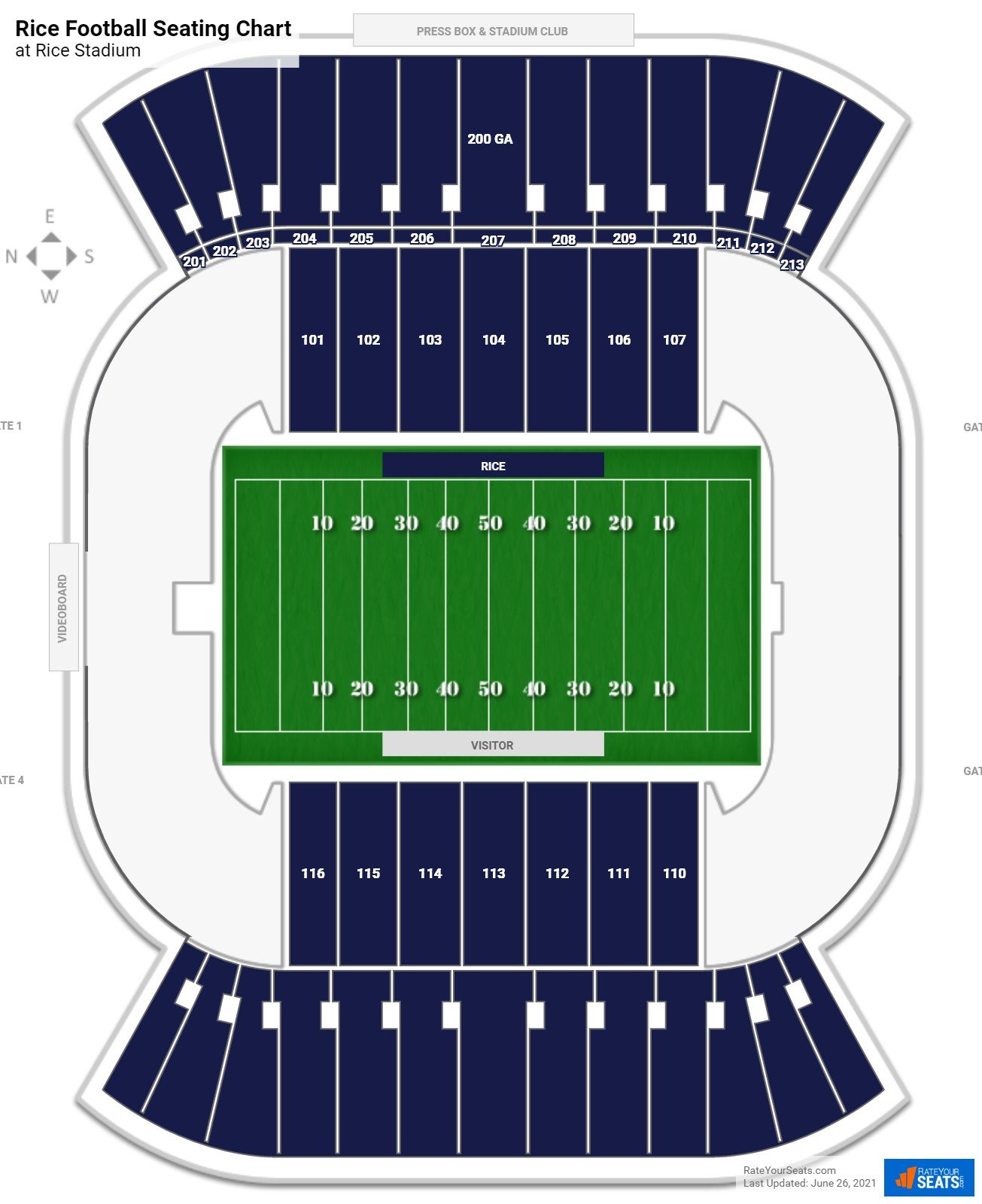 Rice Owls Seating Chart at Rice Stadium