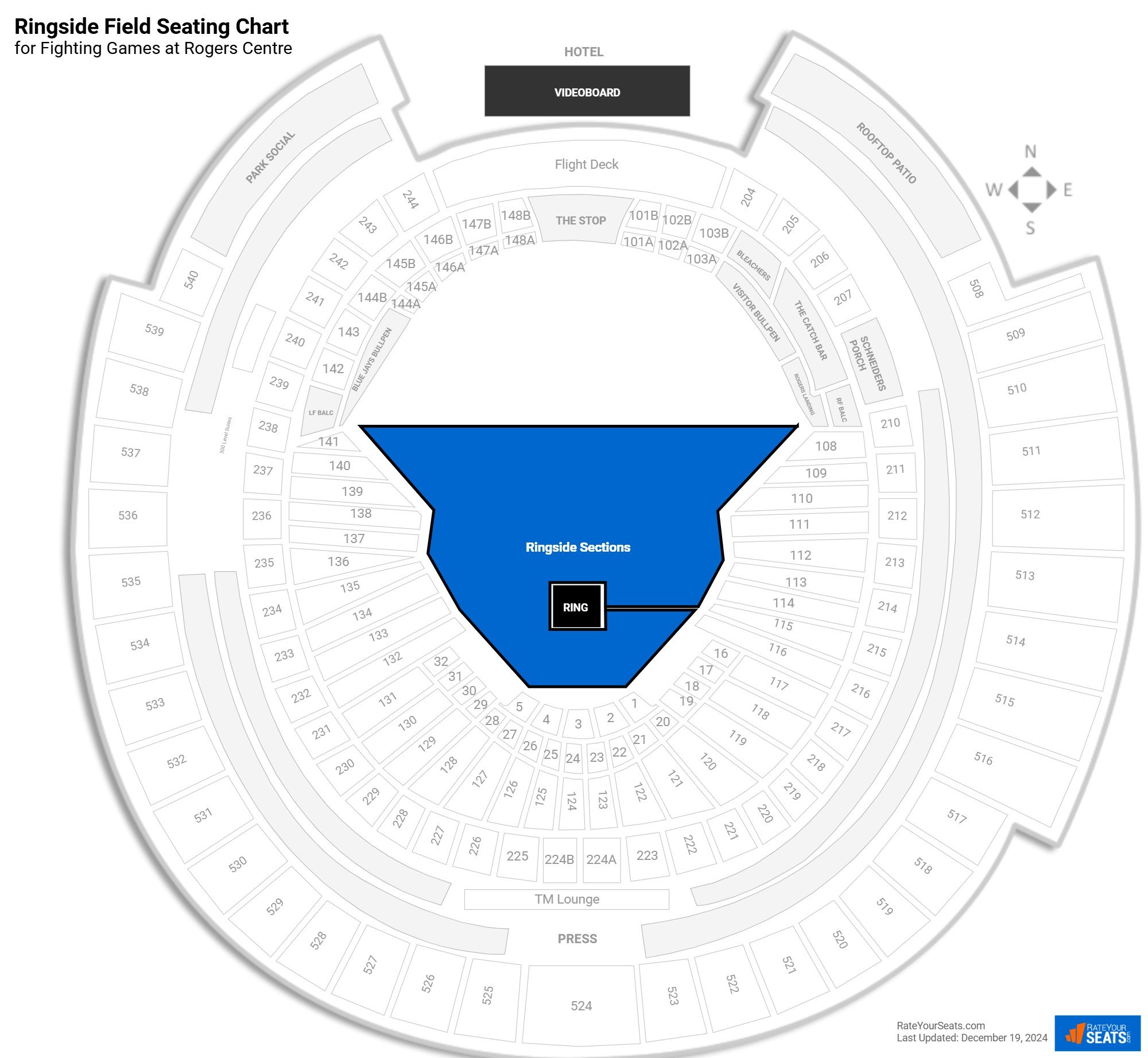 click to enlarge Fighting Ringside Field Seating Chart at Rogers Centre