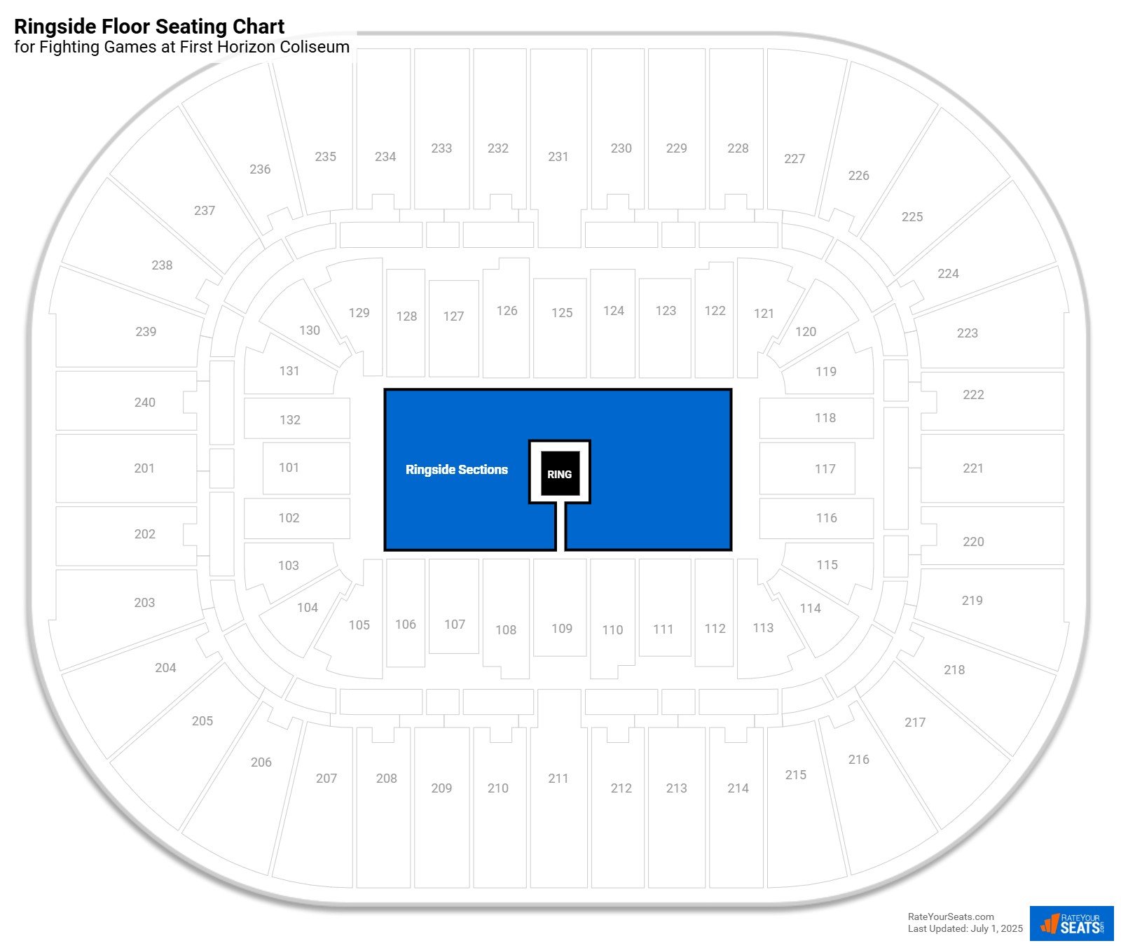 click to enlarge Fighting Ringside Floor Seating Chart at First Horizon Coliseum