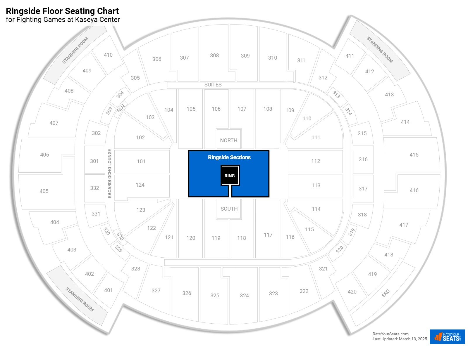 click to enlarge Fighting Ringside Floor Seating Chart at Kaseya Center