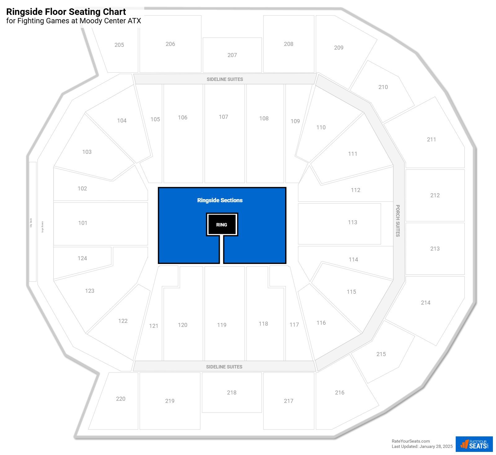 click to enlarge Fighting Ringside Floor Seating Chart at Moody Center ATX