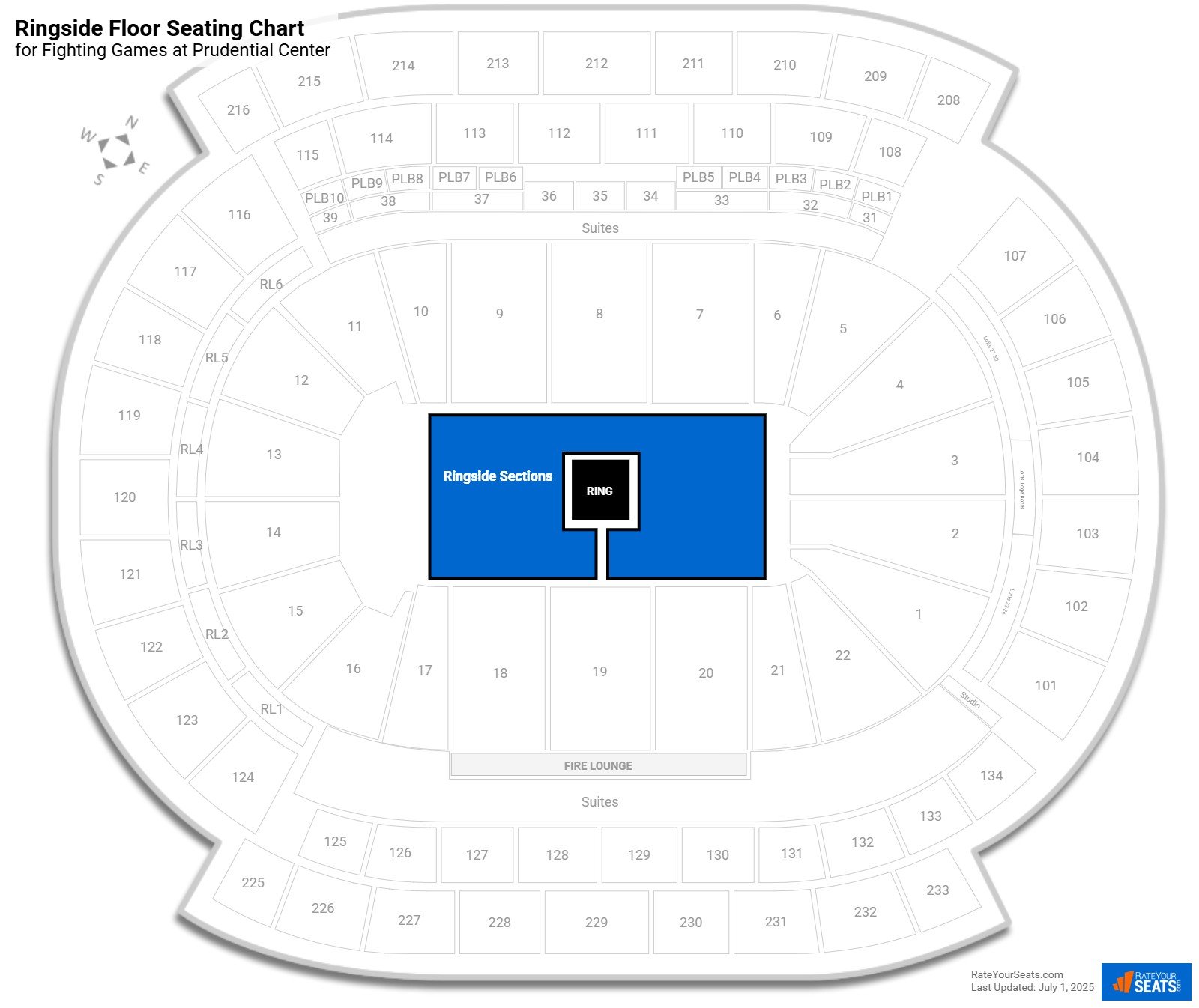 click to enlarge Fighting Ringside Floor Seating Chart at Prudential Center