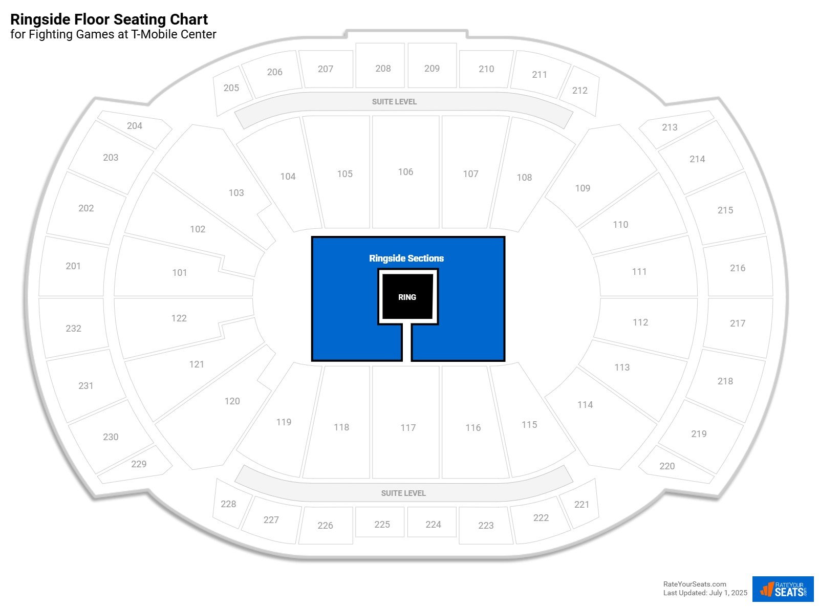 click to enlarge Fighting Ringside Floor Seating Chart at T-Mobile Center