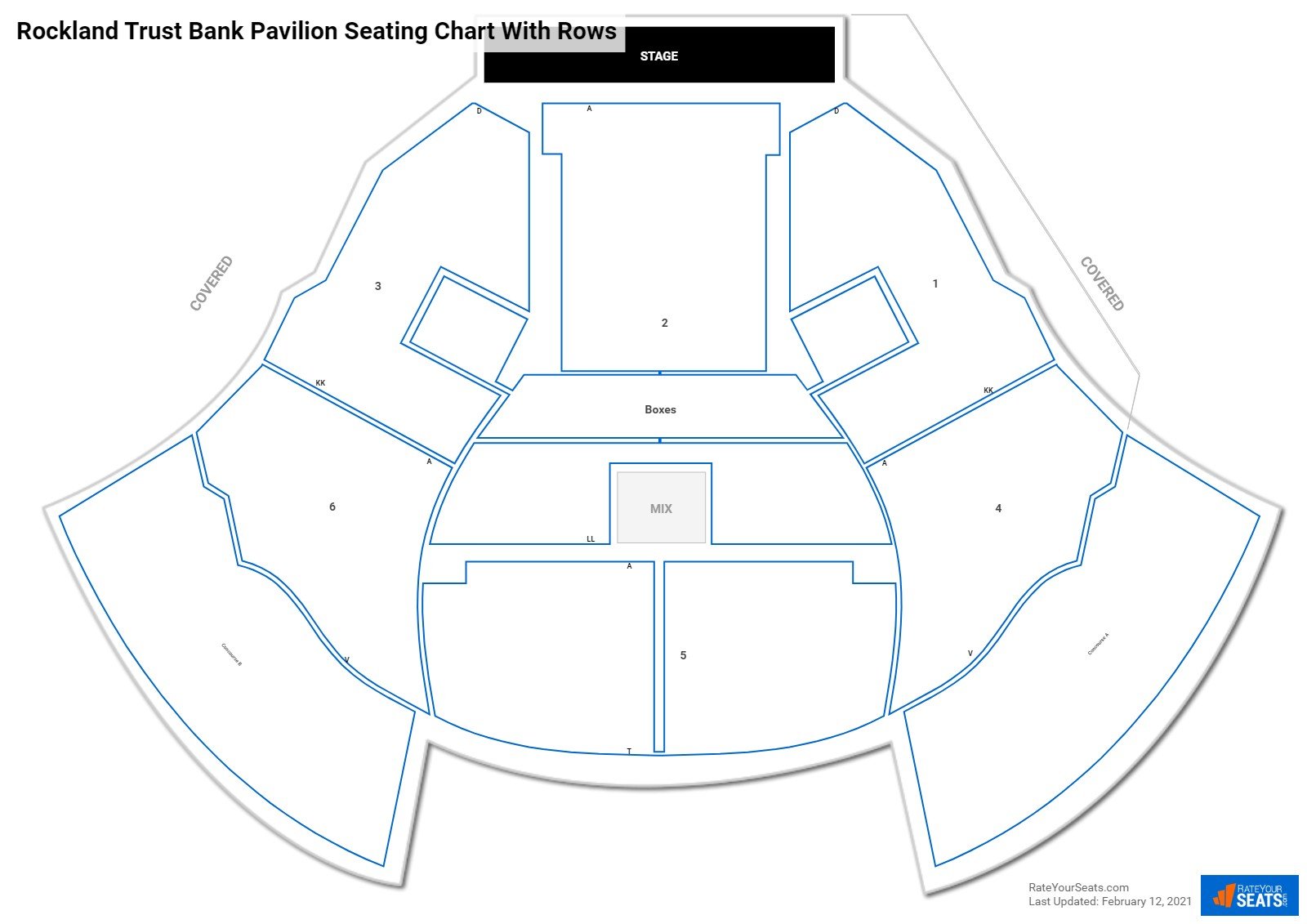 Leader Bank Pavilion seating chart with row numbers