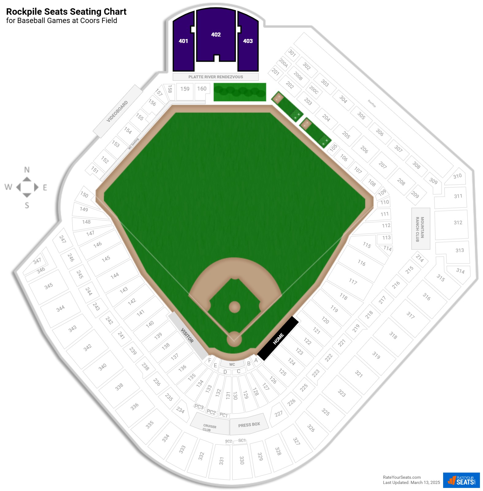 click to enlarge Baseball Rockpile Seats Seating Chart at Coors Field