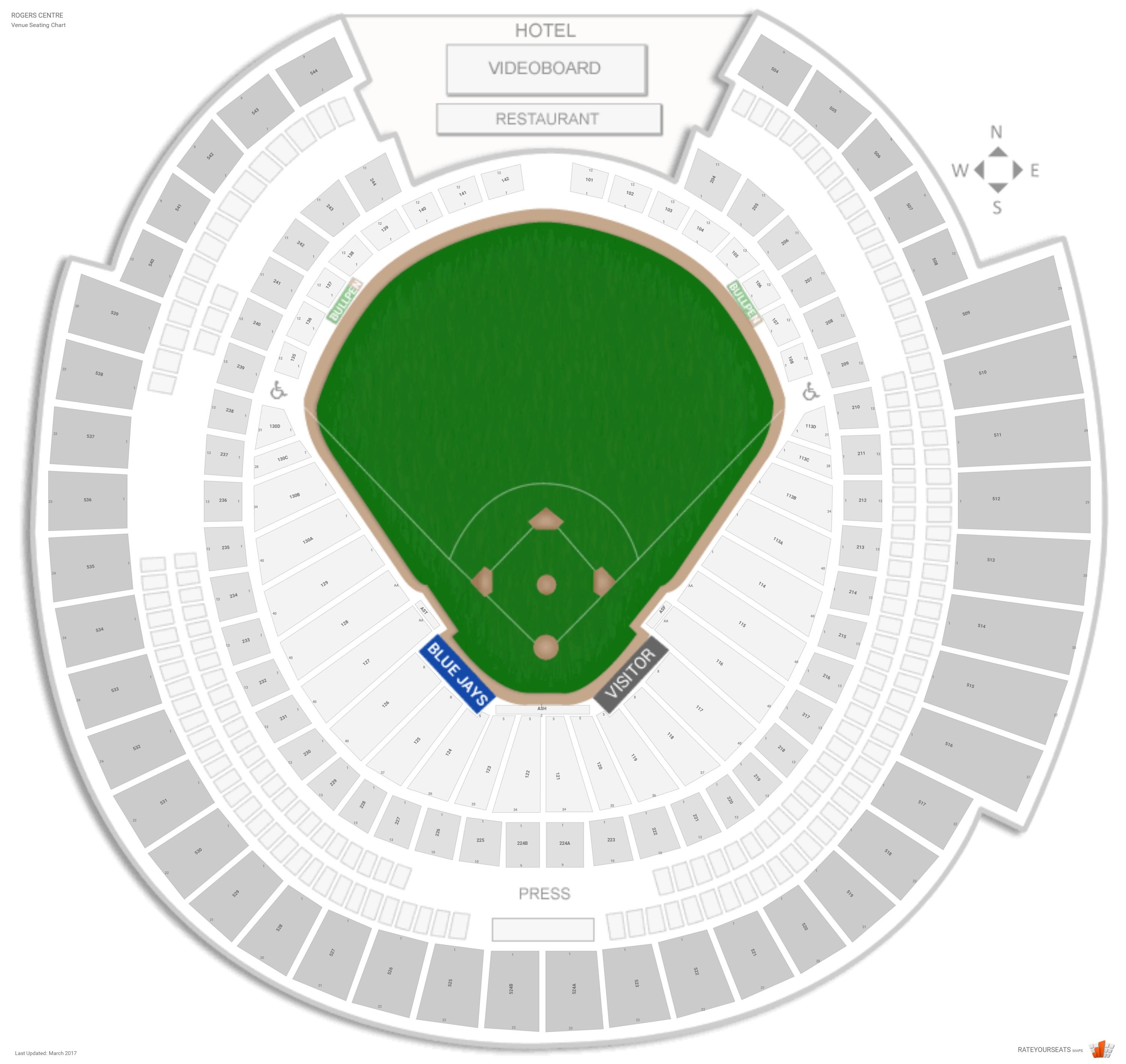Rogers Centre Seating Chart With Row Numbers