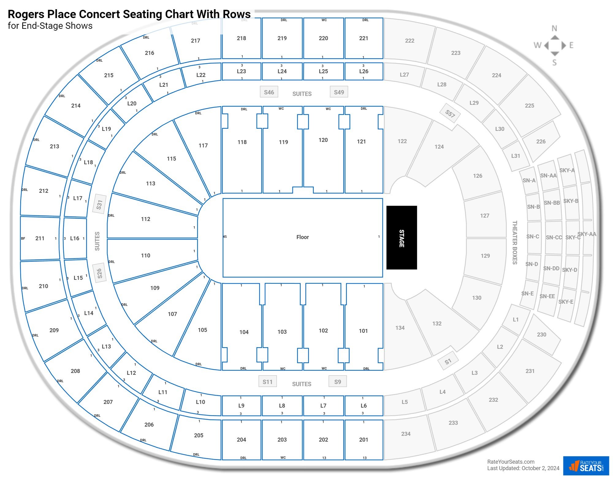 Rogers Place seating chart with rows concert