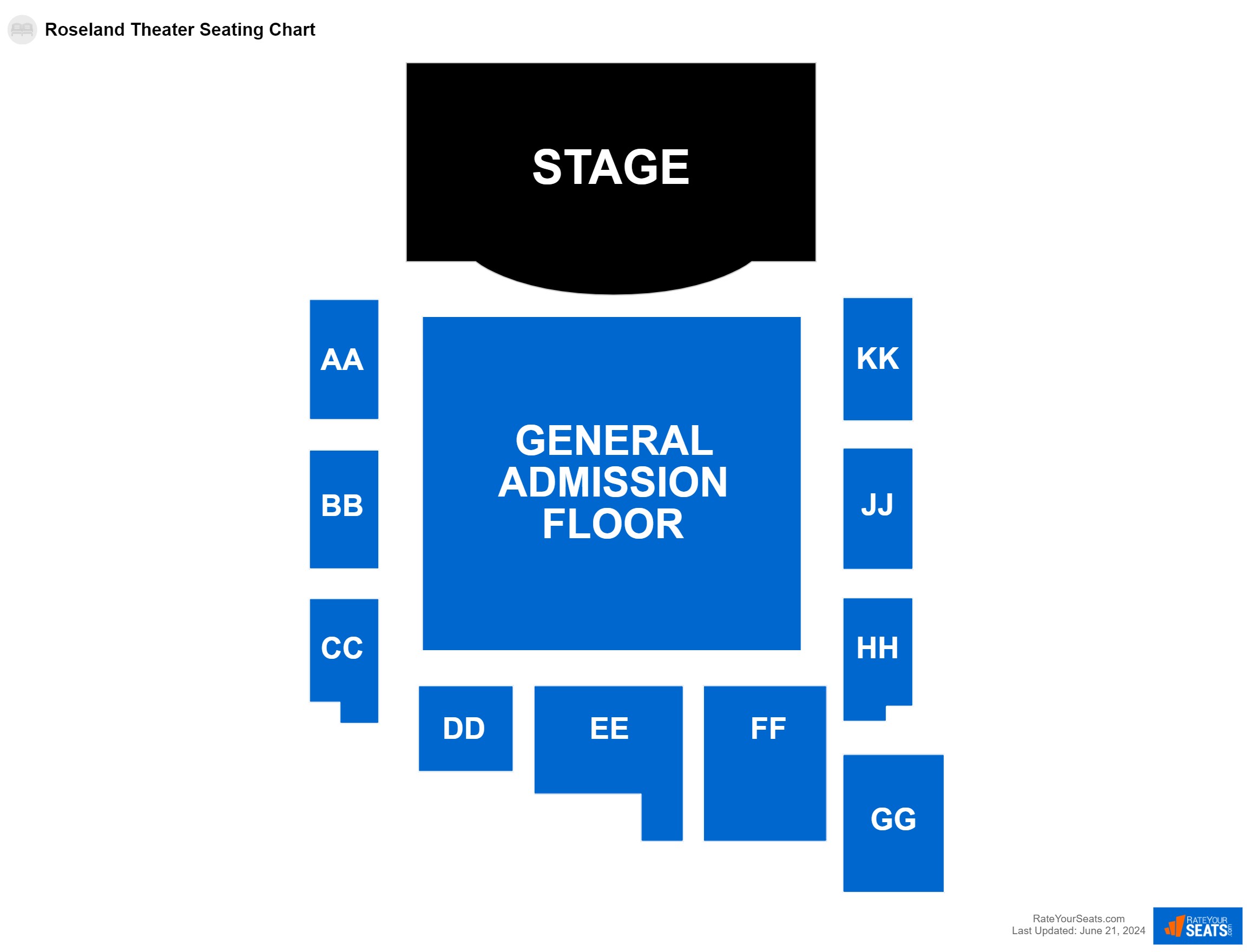 Interactive seating chart Concert seating chart at Roseland Theater