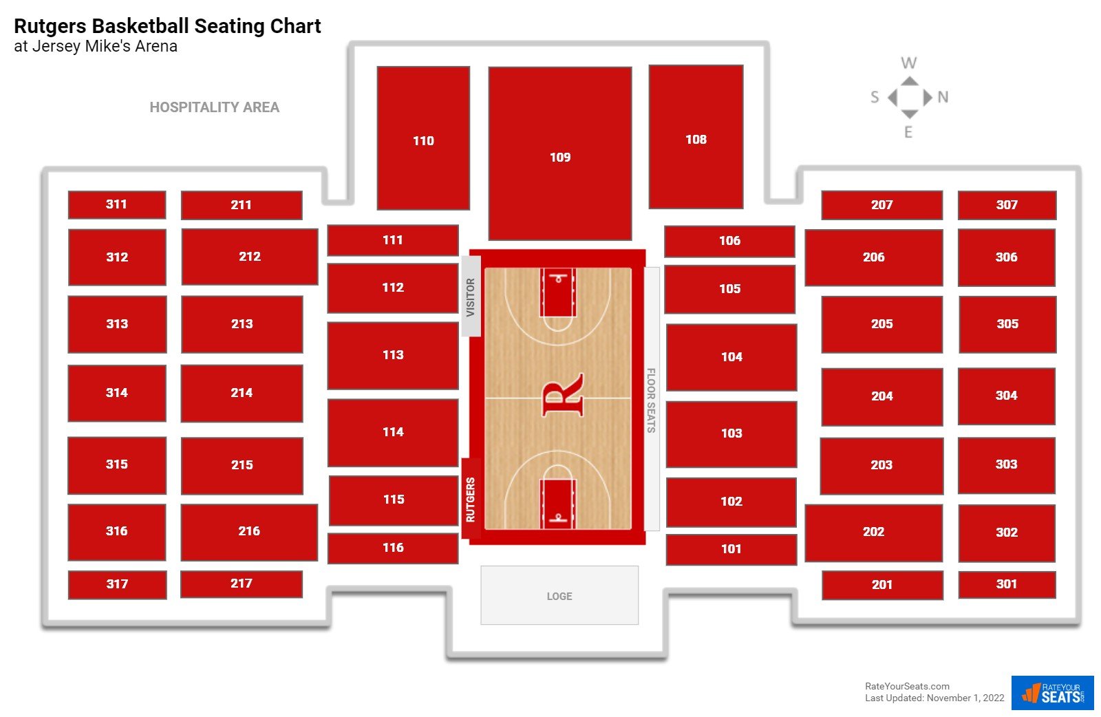 Rutgers Scarlet Knights Seating Chart at RAC - Louis Brown Athletic Center