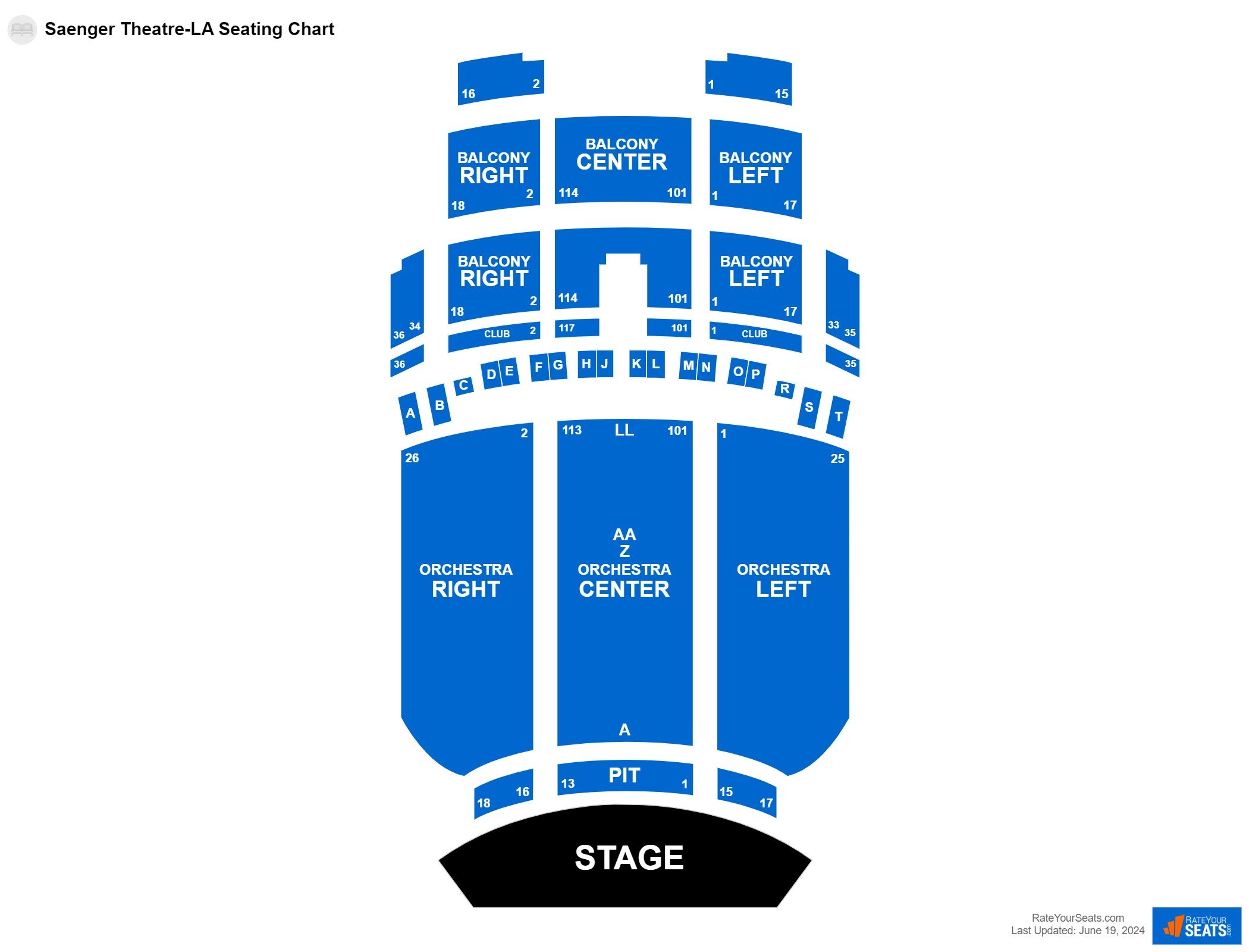 Interactive seating chart Comedy seating chart at Saenger Theatre-LA