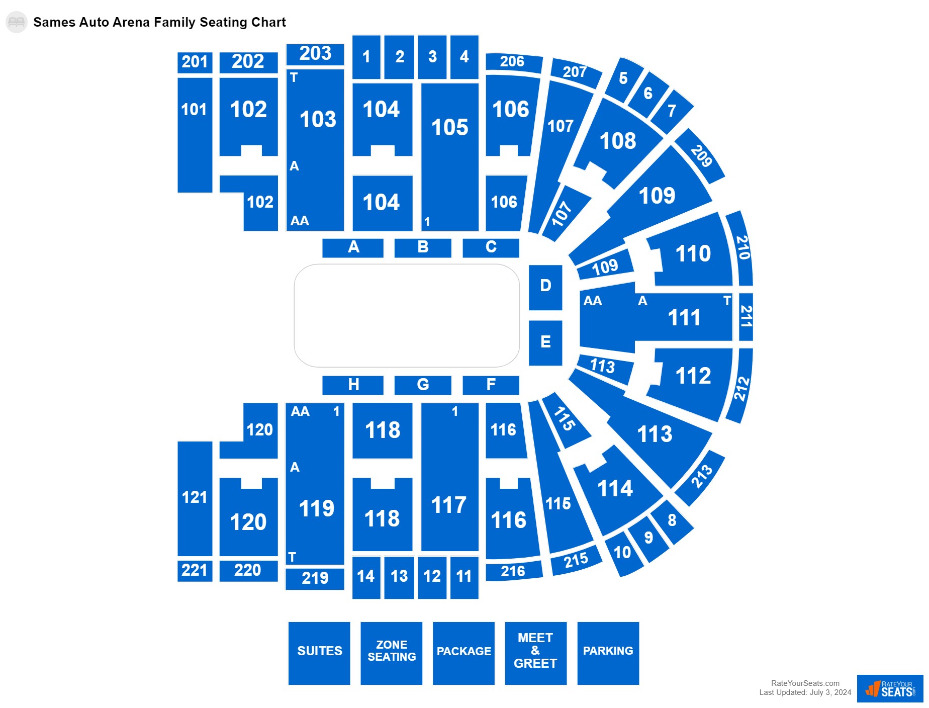Interactive seating chart Family seating chart at Sames Auto Arena