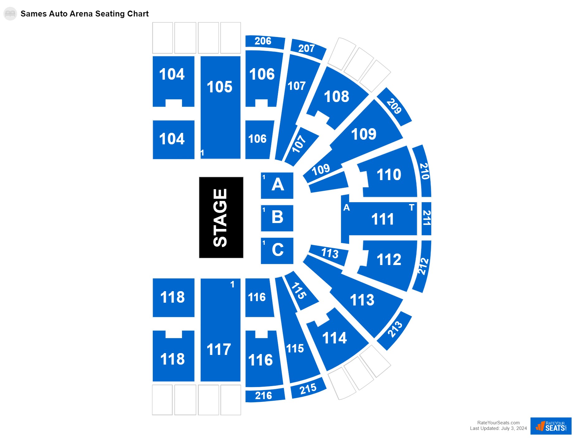 Interactive seating chart Comedy seating chart at Sames Auto Arena