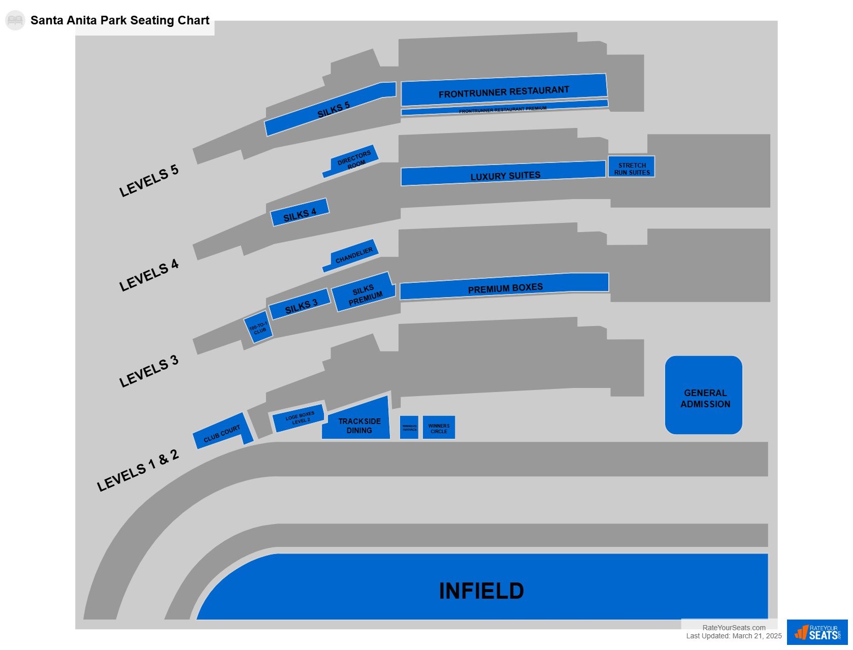 Interactive seating chart Horse Racing seating chart at Santa Anita Park