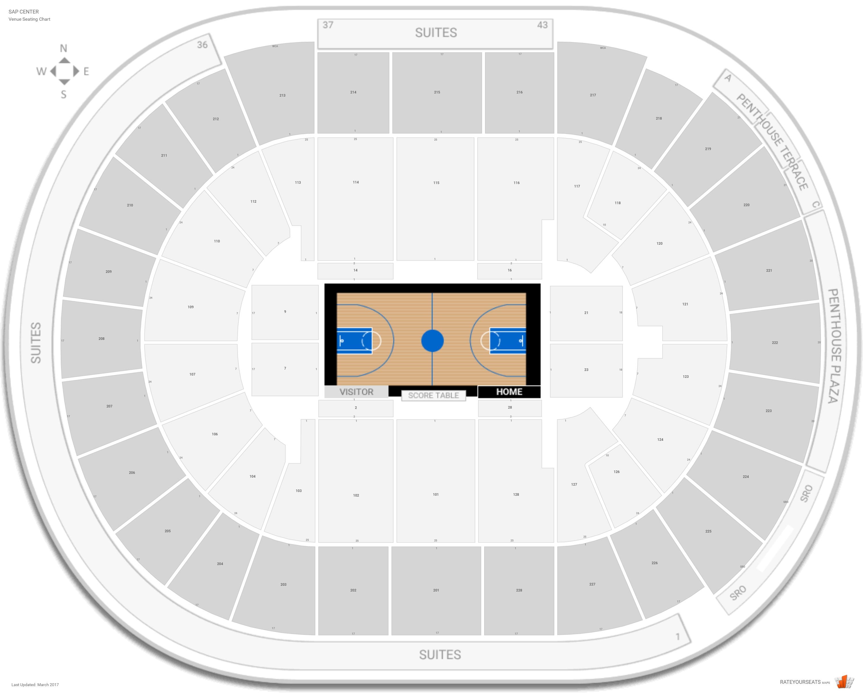 San Jose Sharks Seating Chart Seat Numbers