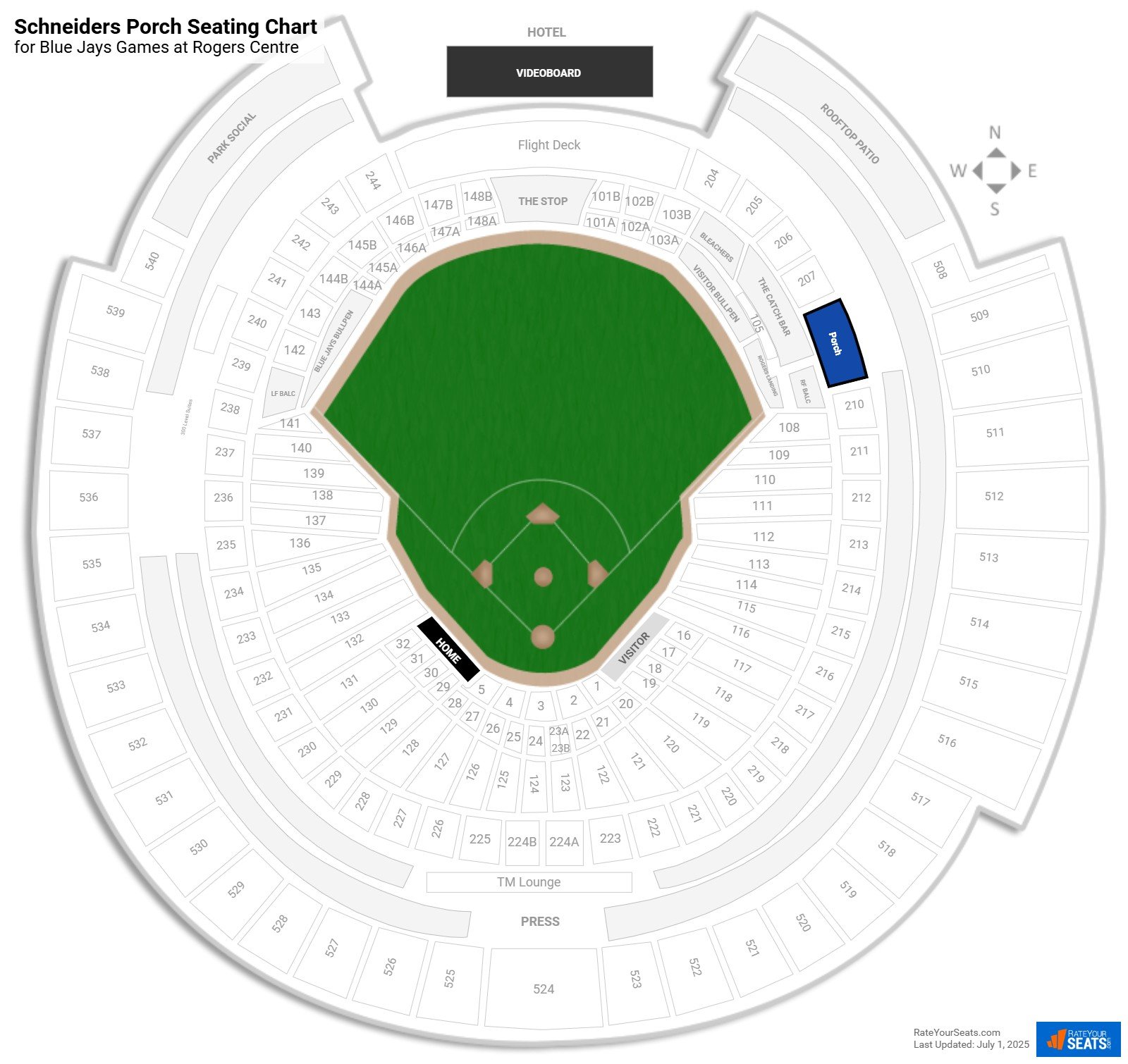 click to enlarge Blue Jays Schneiders Porch Seating Chart at Rogers Centre