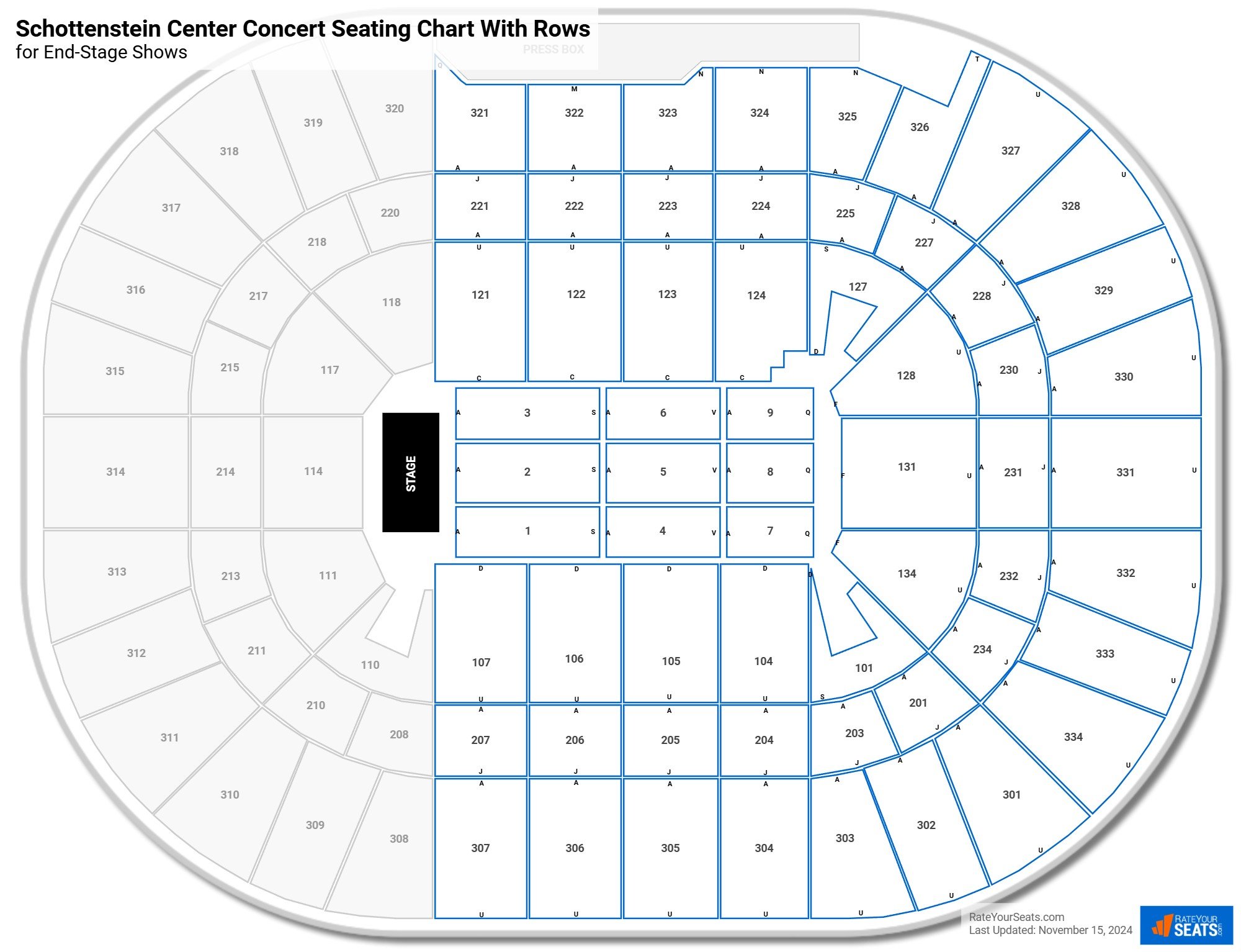 Schottenstein Center seating chart with rows concert