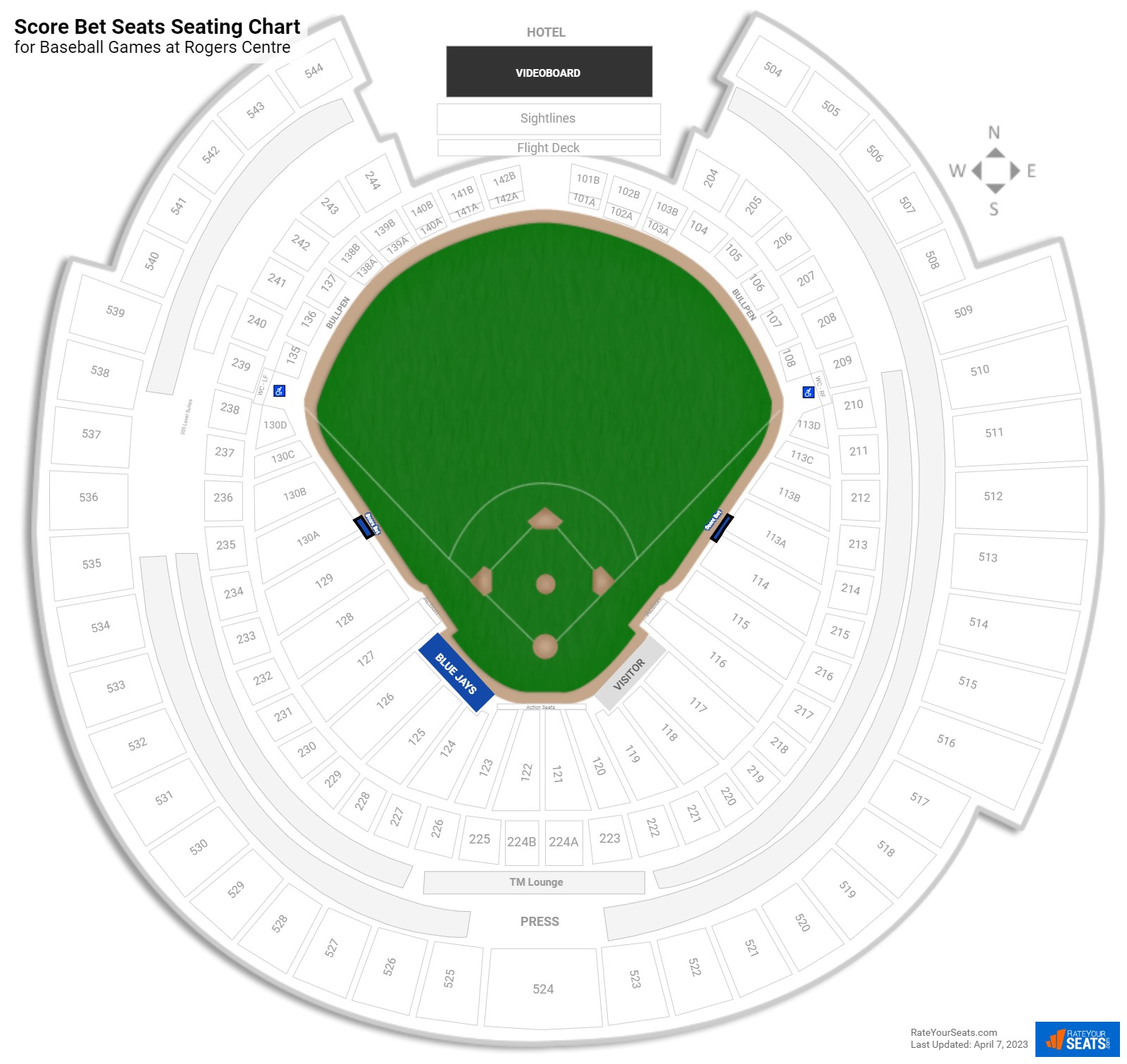 Baseball Score Bet Seats Seating Chart at Rogers Centre