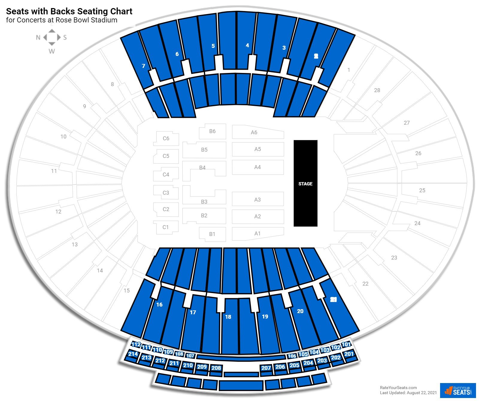 Rose Bowl Stadium Seats With Backs Rateyourseats Com