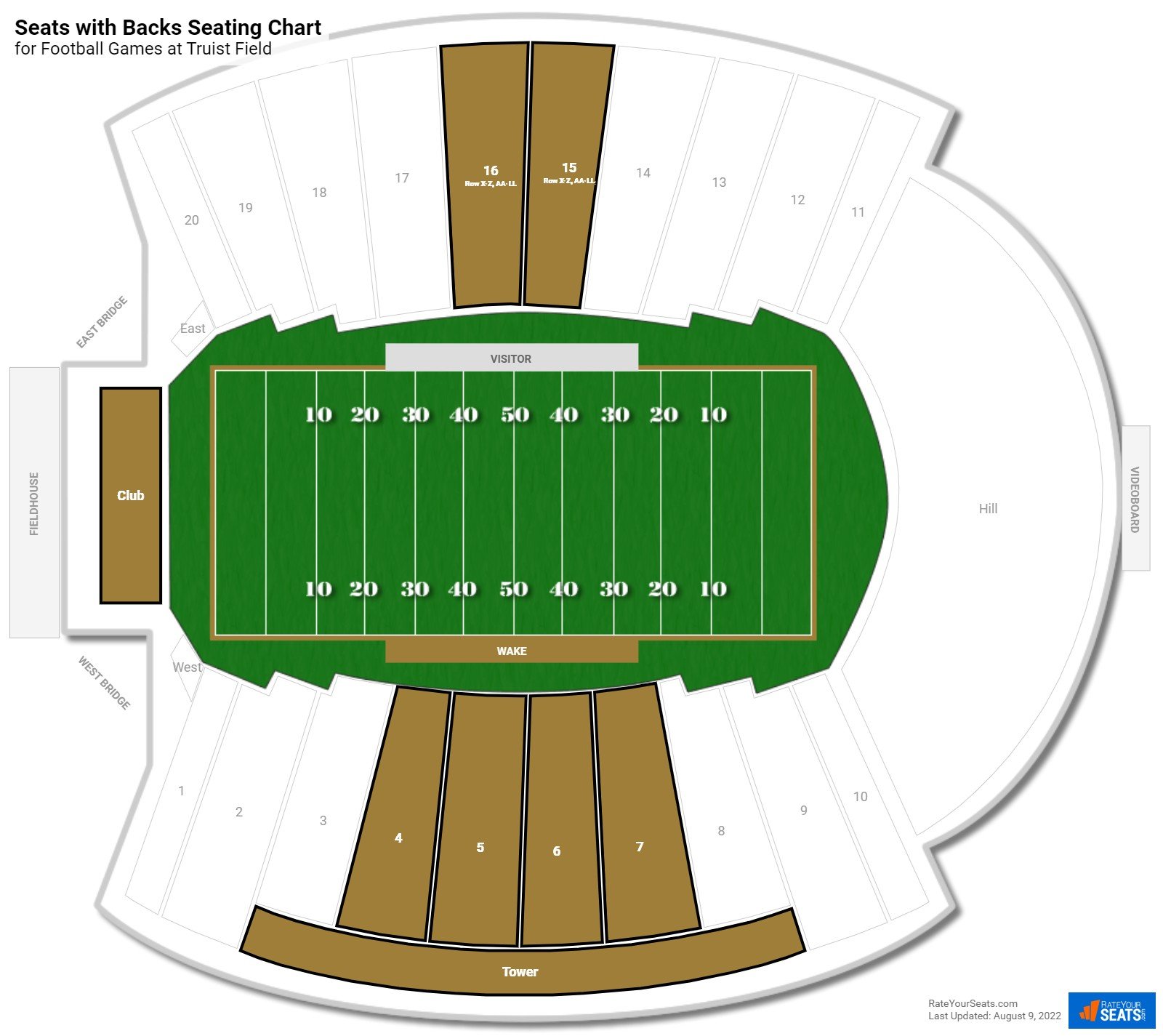 Football Seats with Backs Seating Chart at Truist Field. click to enlarge. 