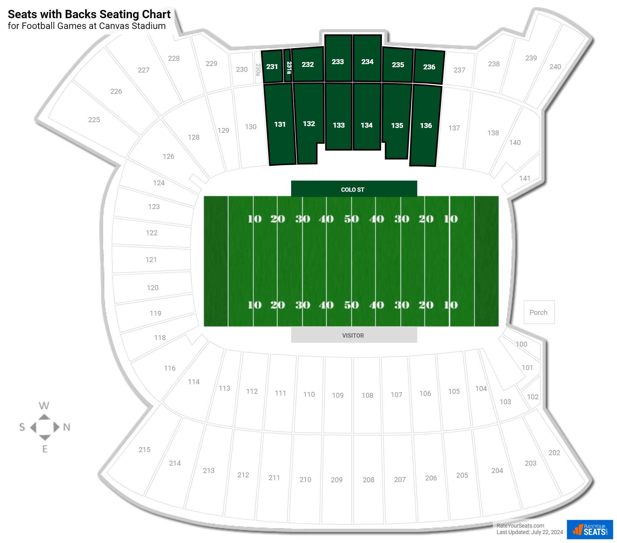 click to enlarge Football Seats with Backs Seating Chart at Canvas Stadium