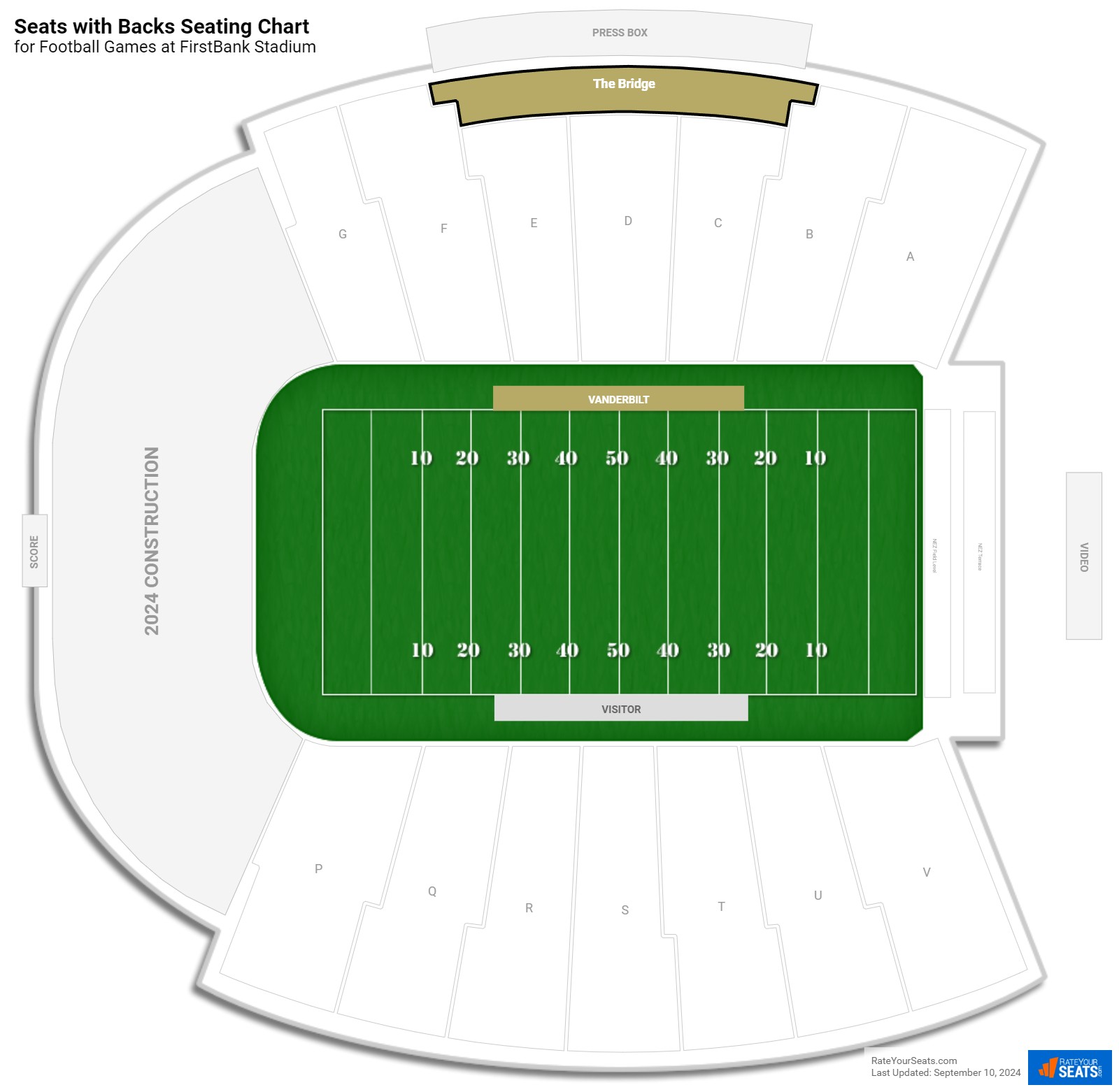 click to enlarge Football Seats with Backs Seating Chart at FirstBank Stadium