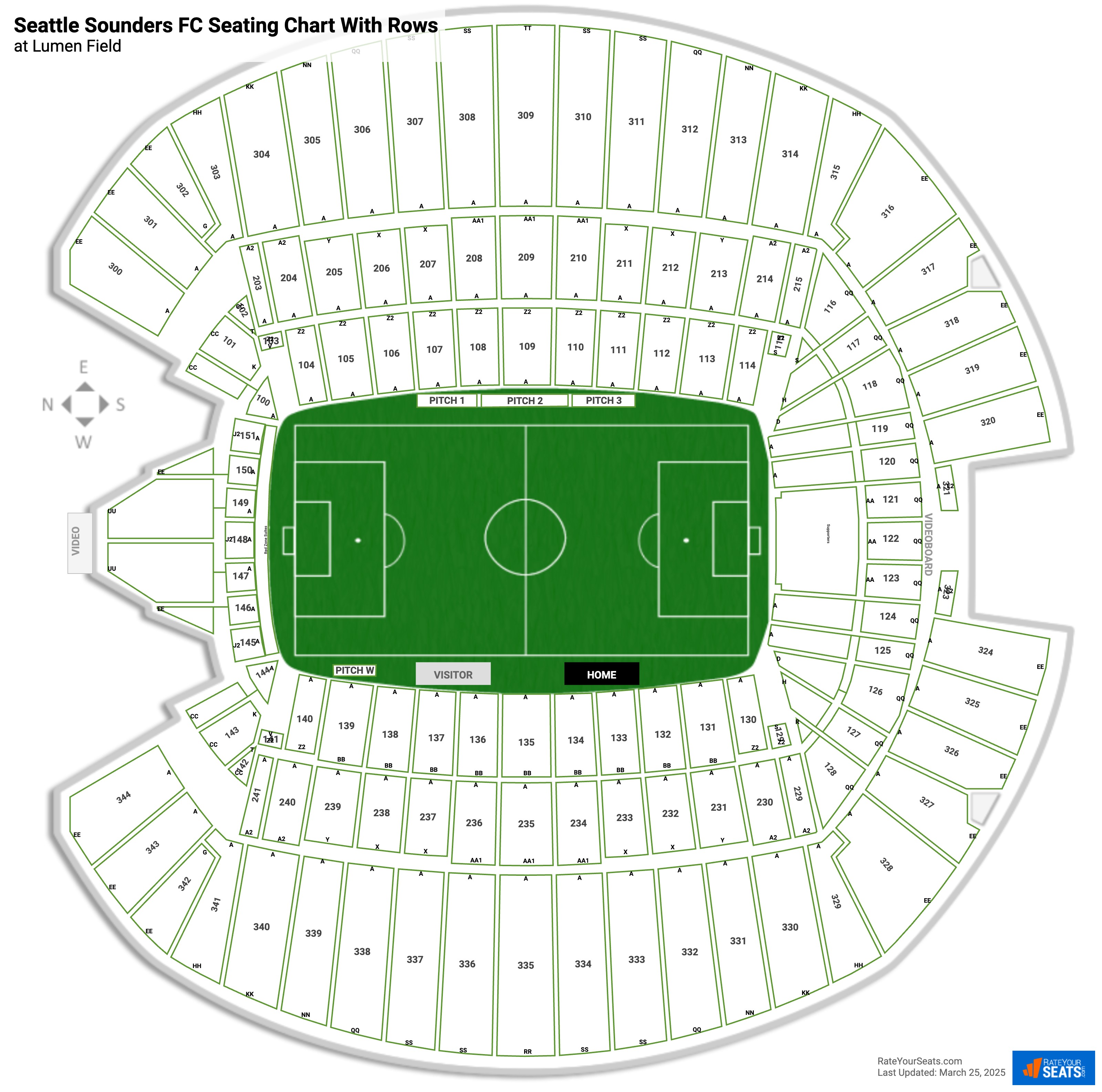 Lumen Field seating chart with rows soccer