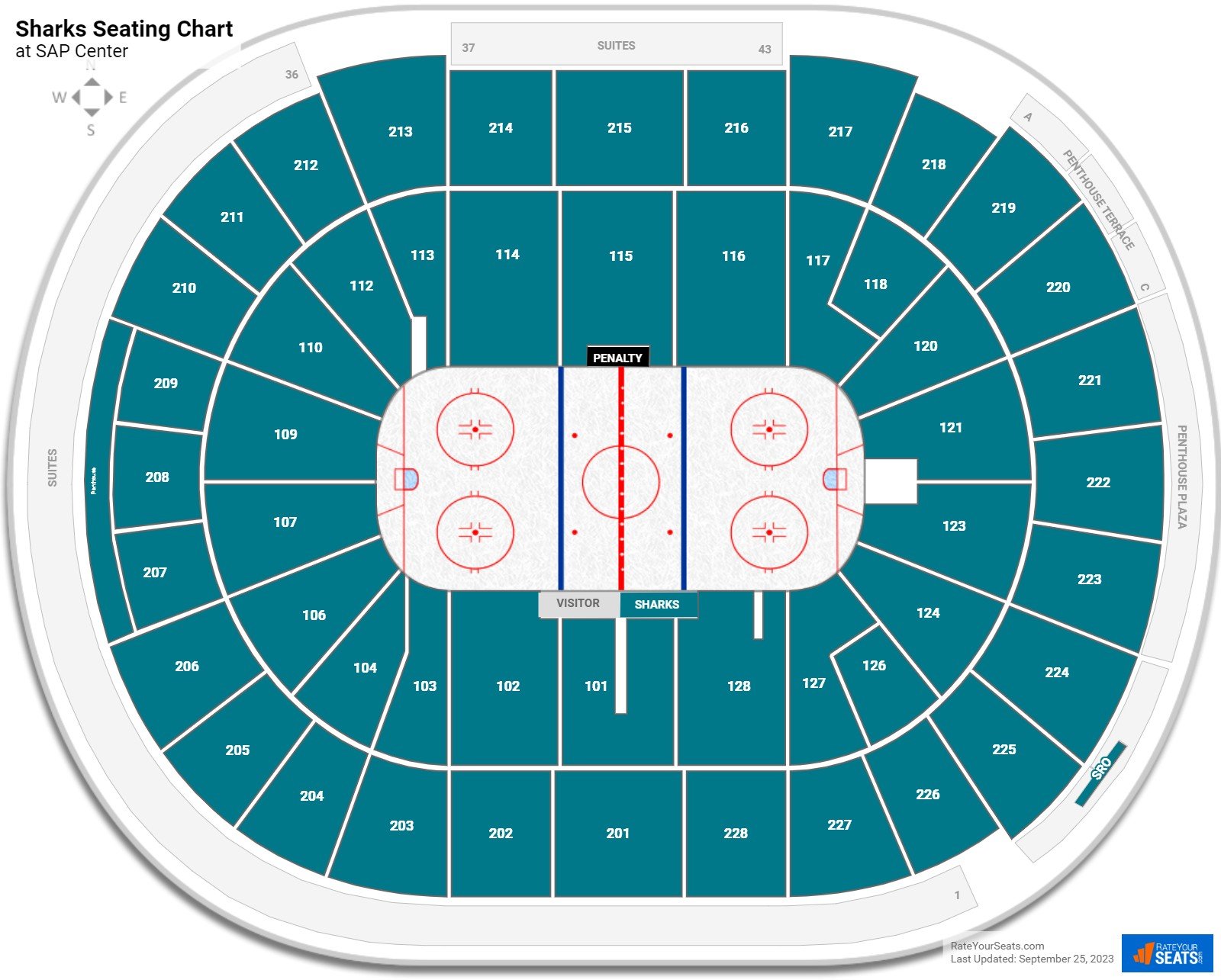 Breakdown of the SAP Center at San Jose Seating Chart