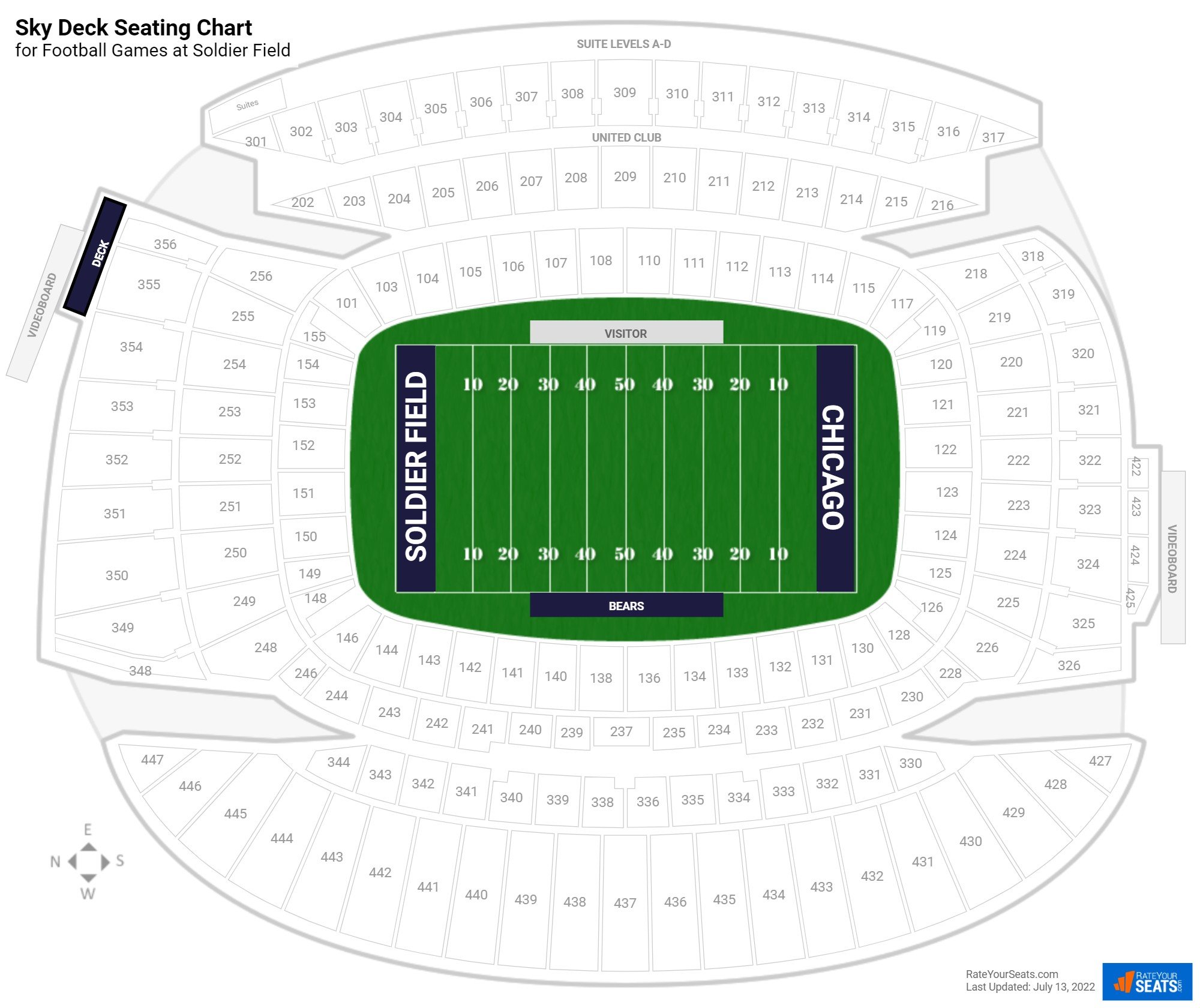 Football Sky Deck Seating Chart at Soldier Field