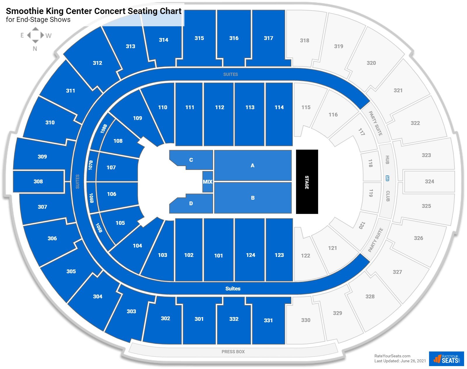 Smoothie King Center Seating Chart