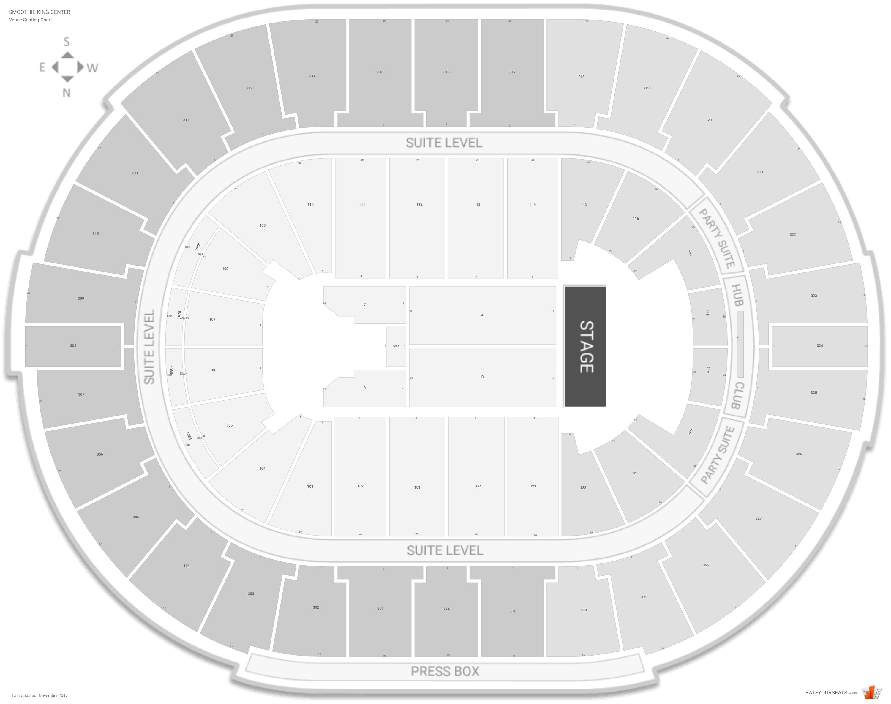 Smoothie King Center Seating Chart With Rows