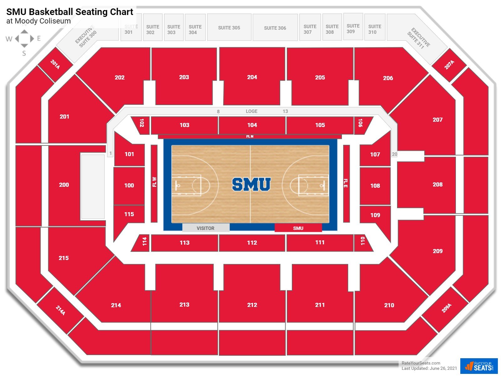 SMU Mustangs Seating Chart at Moody Coliseum