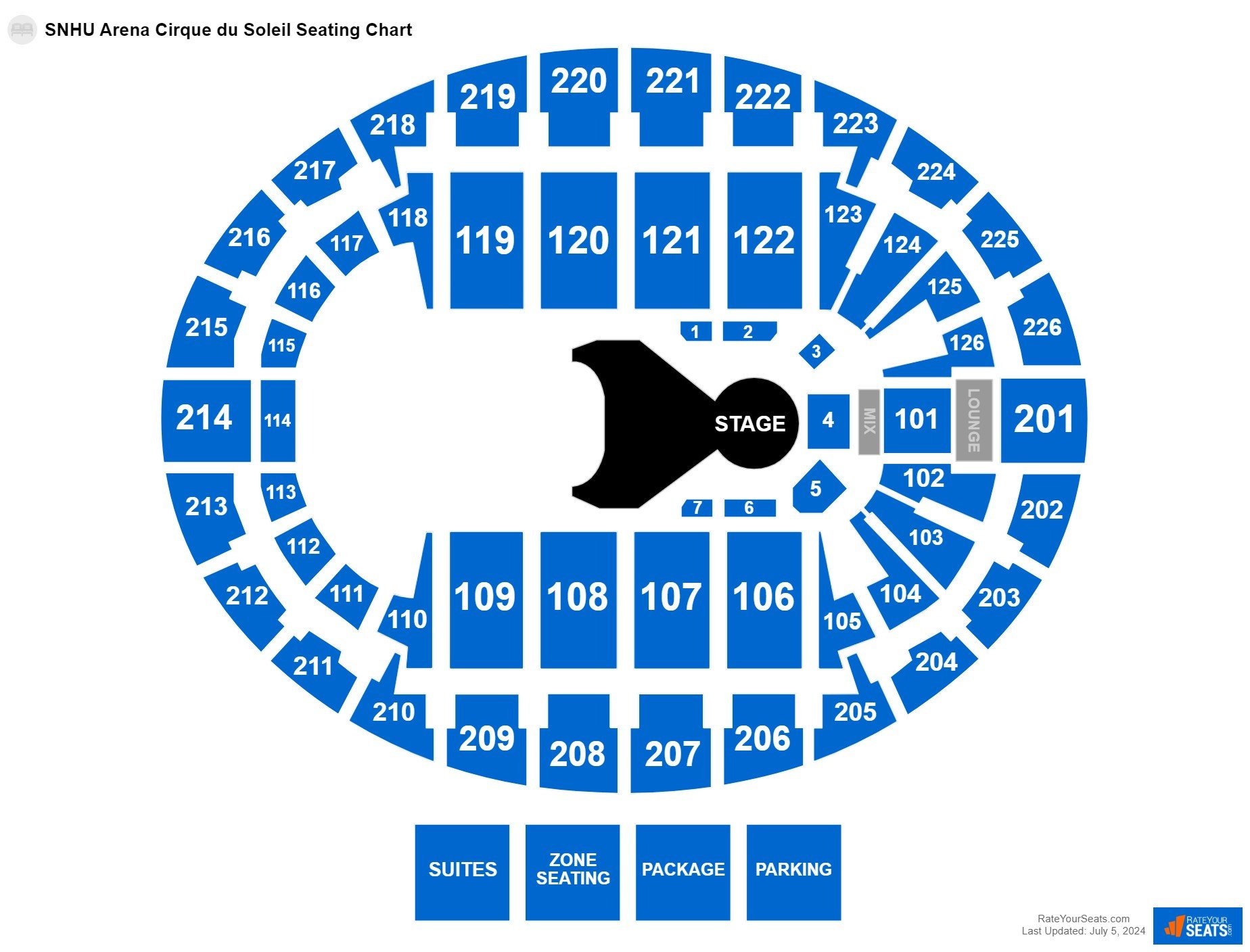 Interactive seating chart Theater seating chart at SNHU Arena
