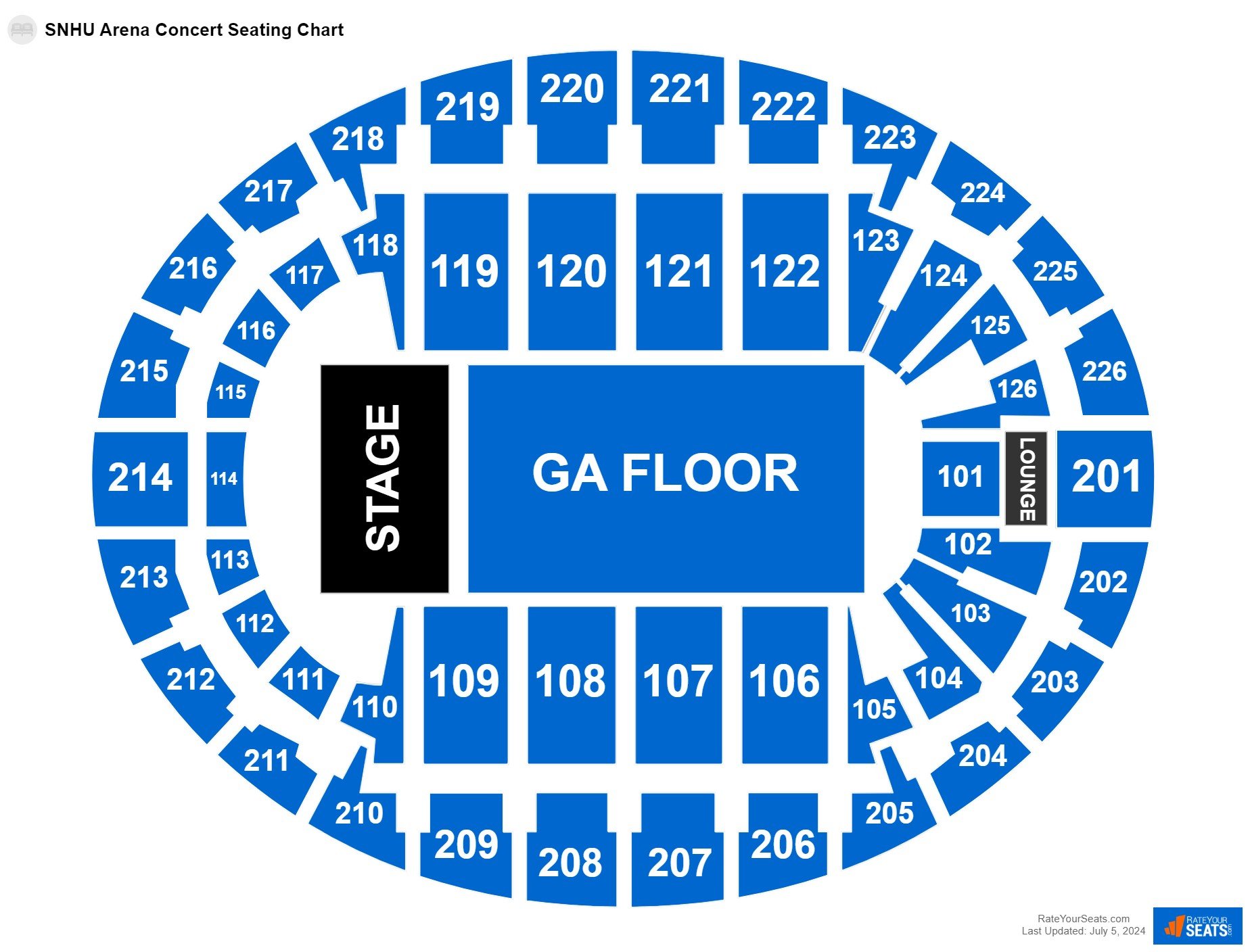 Interactive seating chart Concert seating chart at SNHU Arena