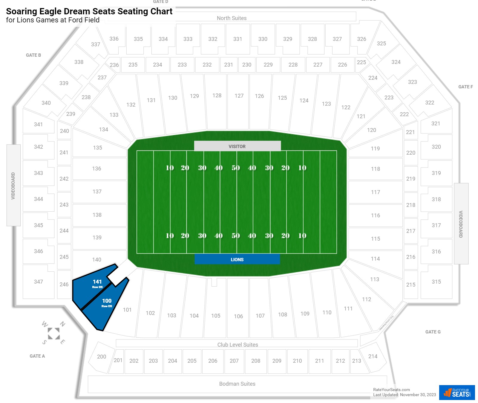 Lions Soaring Eagle Dream Seats Seating Chart at Ford Field