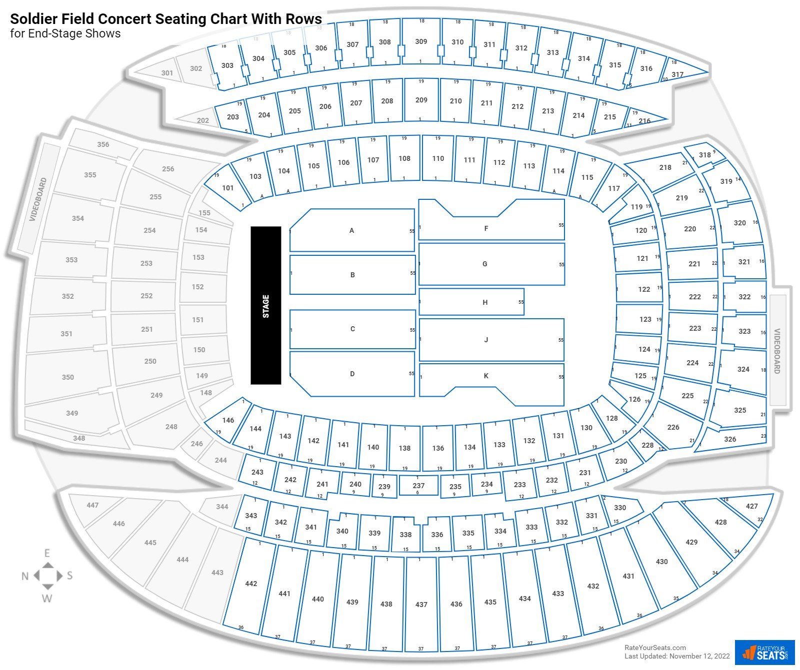 Soldier Field seating chart with rows concert
