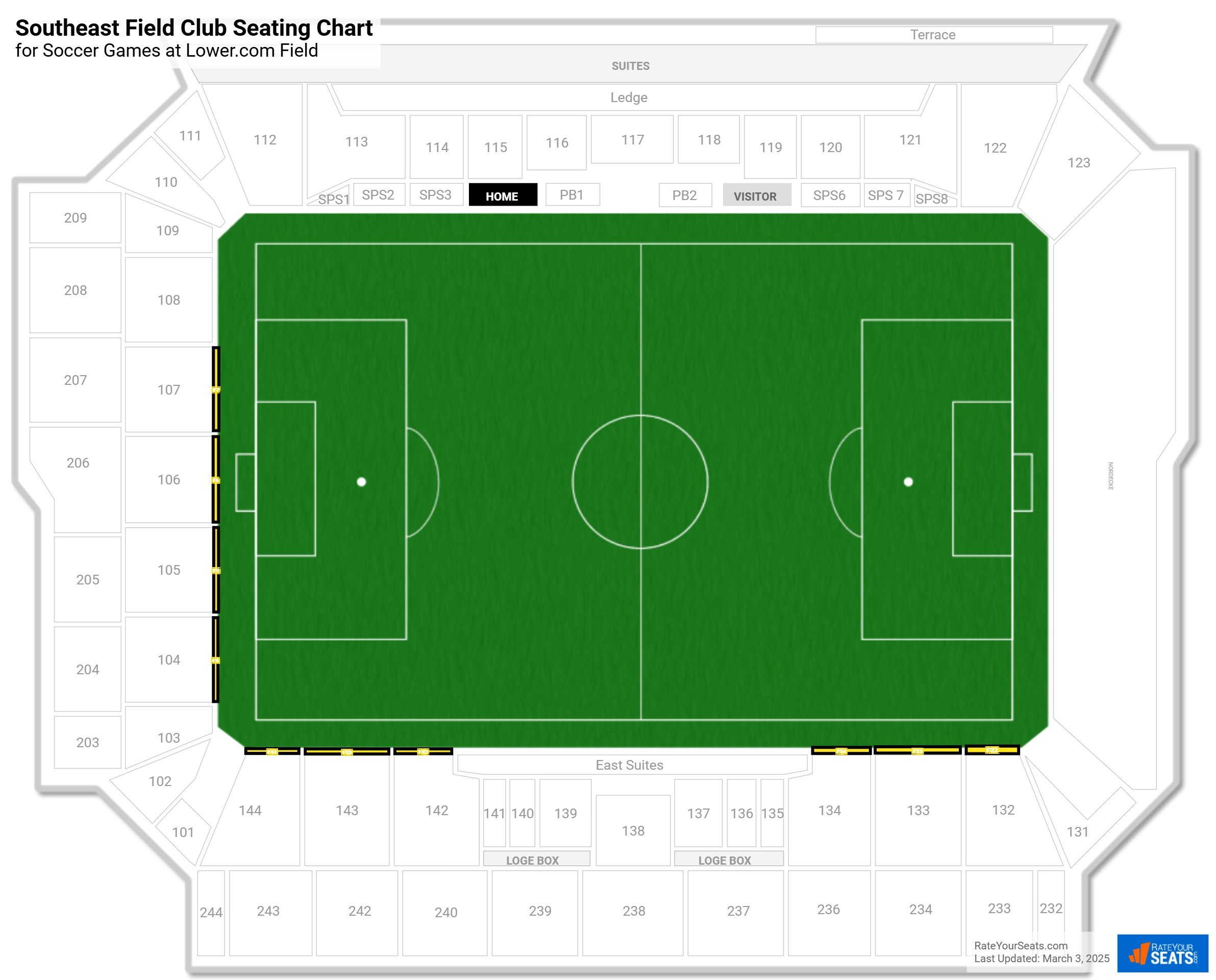 click to enlarge Soccer Southeast Field Club Seating Chart at Lower.com Field