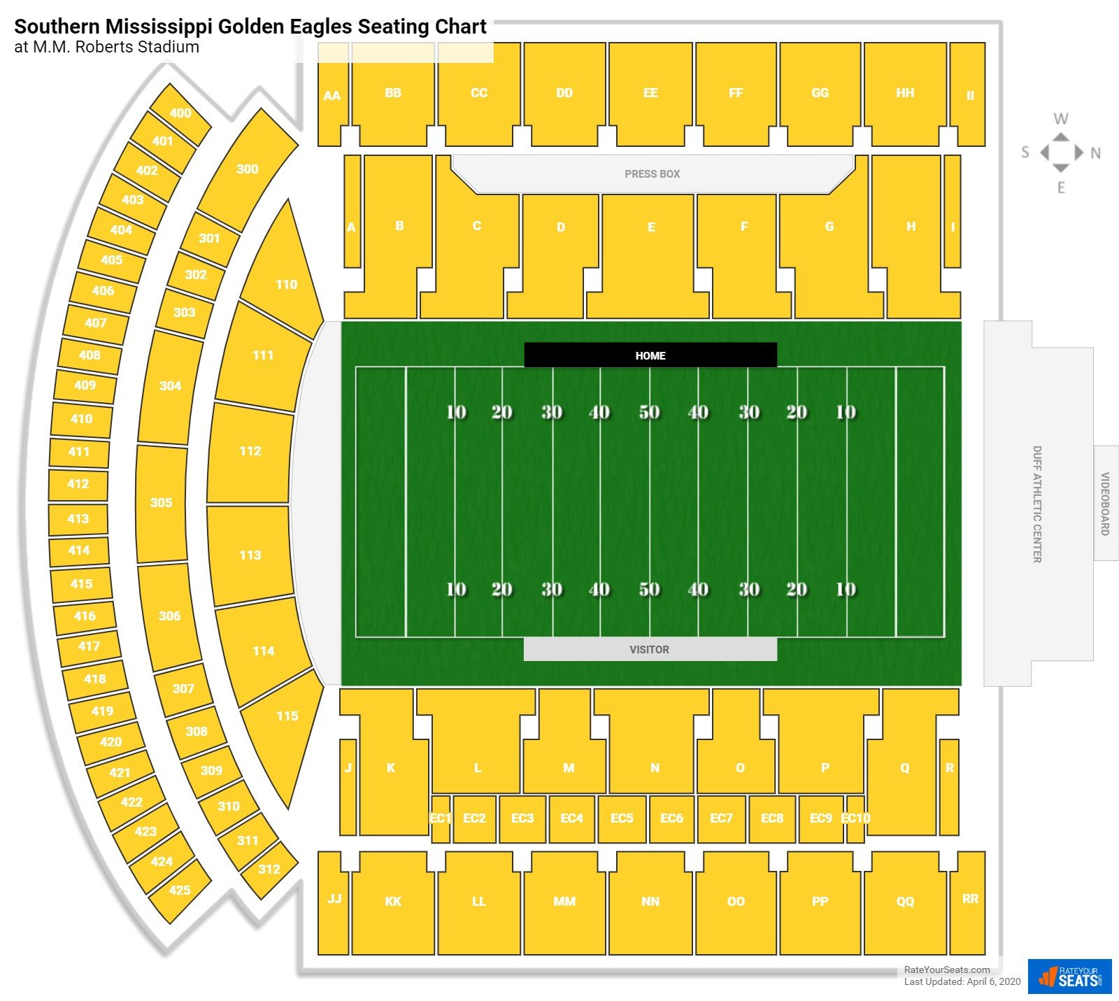 Southern Miss Football Seating Chart